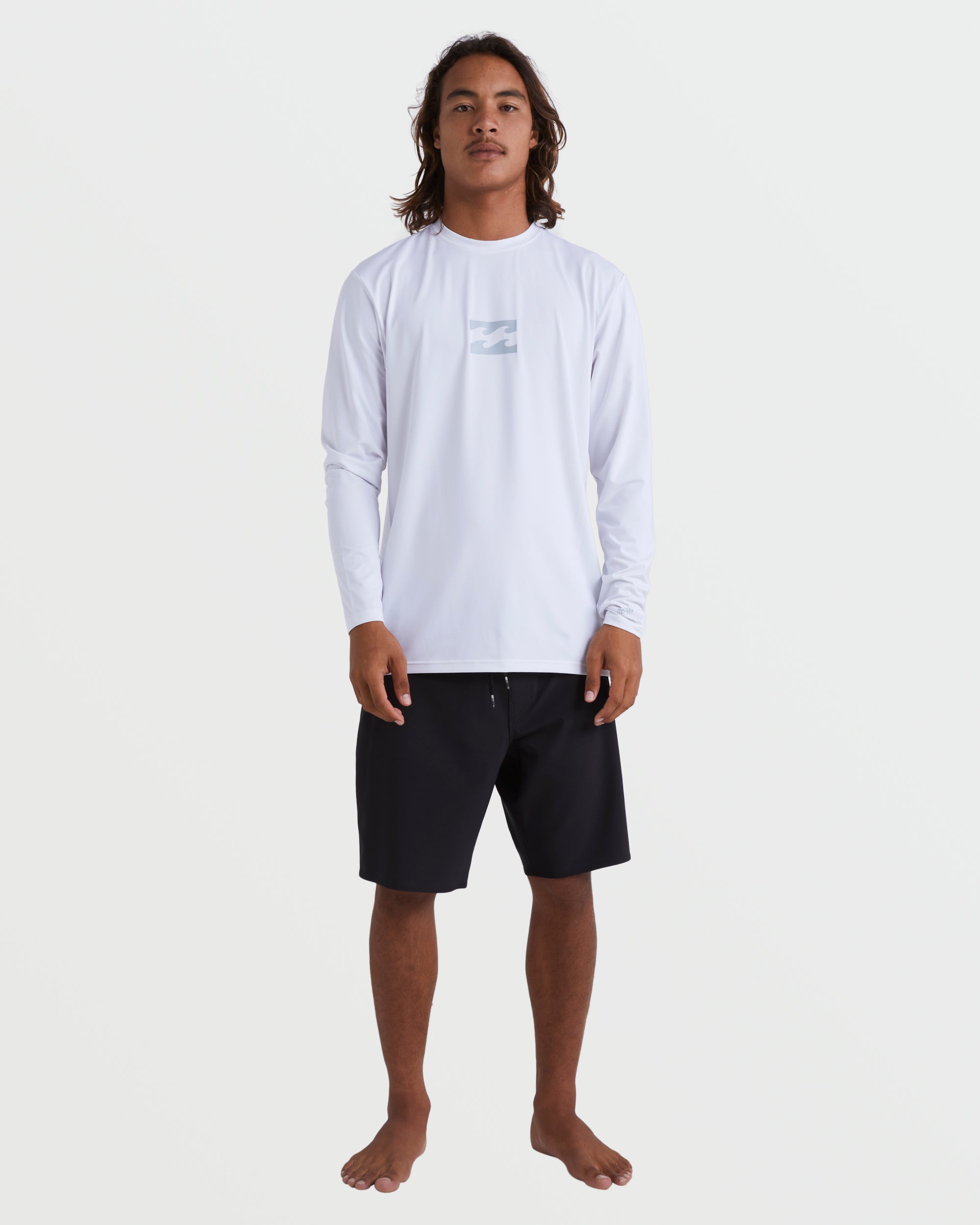 All Day Wave Loose Fit UPF 50 Long Sleeve Surf Tee - White