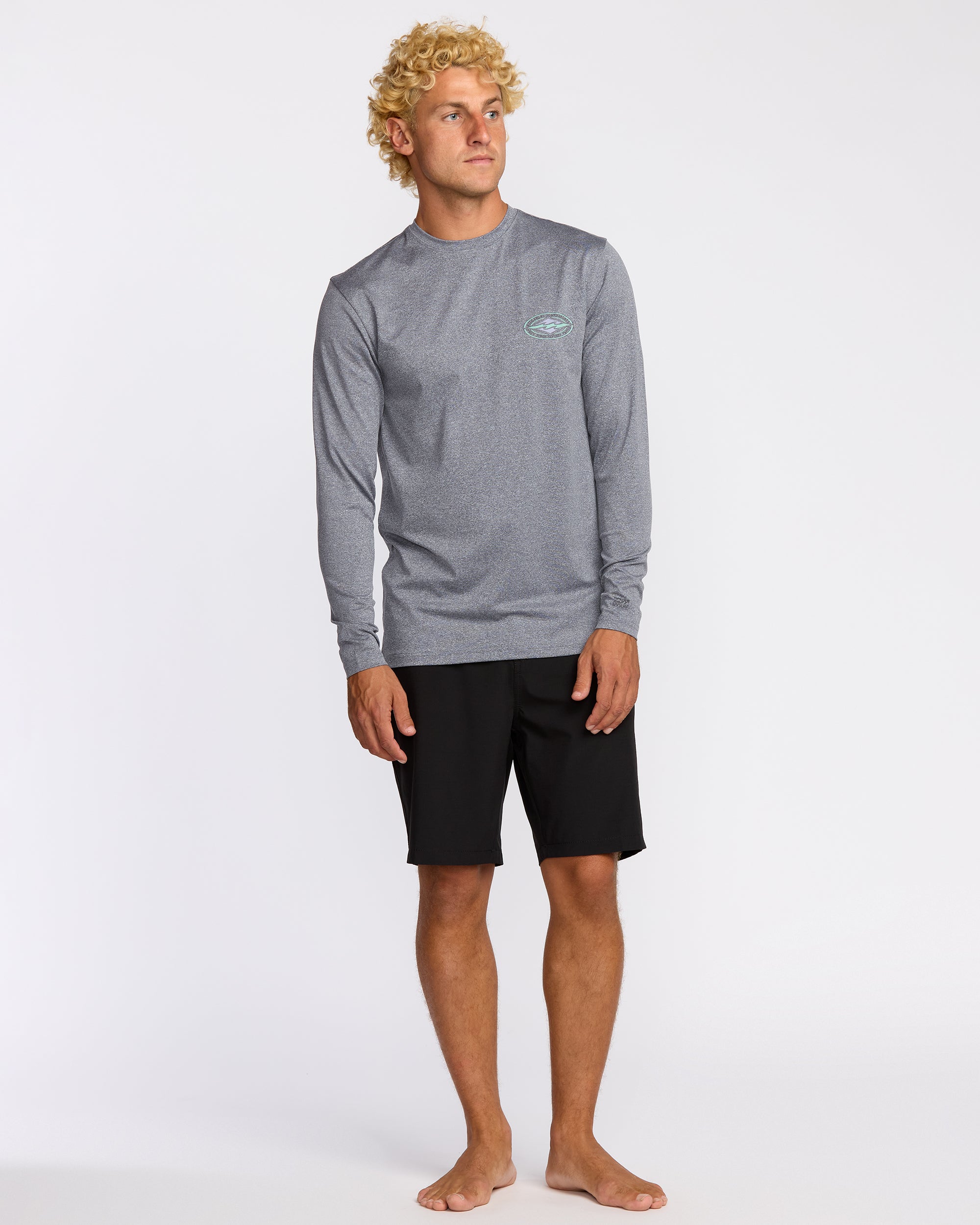 Diamond Vision Loose Fit UPF 50 Long Sleeve Surf T-Shirt - Mrgray Hth