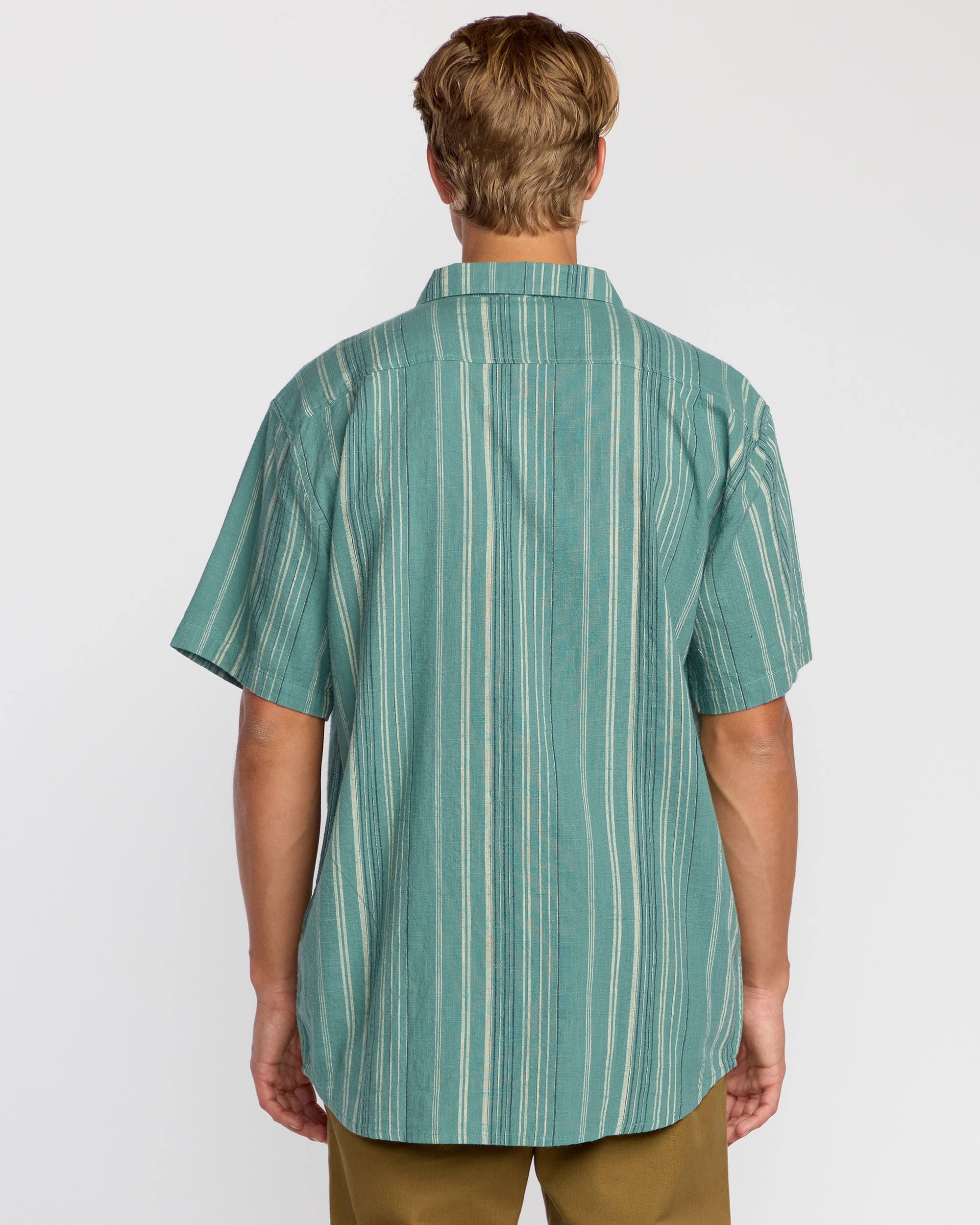 All Day Stripe Short Sleeve Shirt - Sage Green