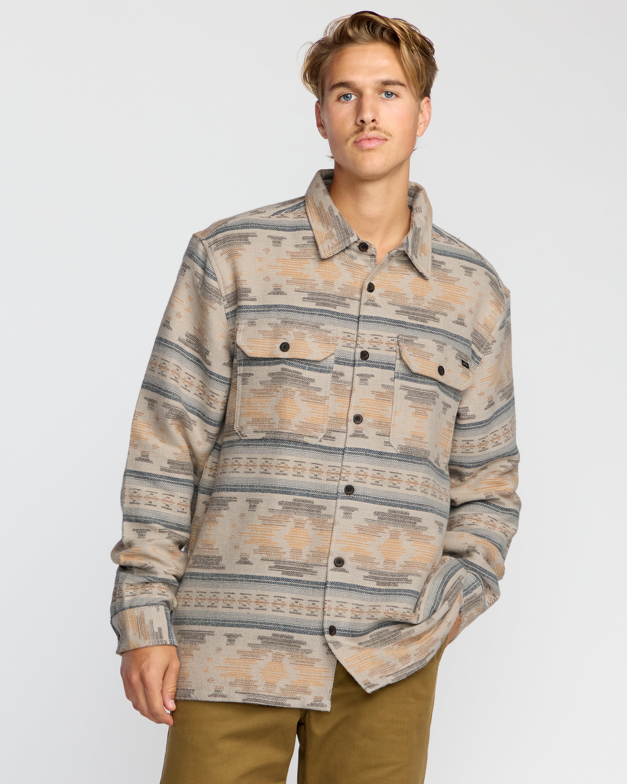 Offshore Jacquard Long Sleeve Flannel Shirt - Sand