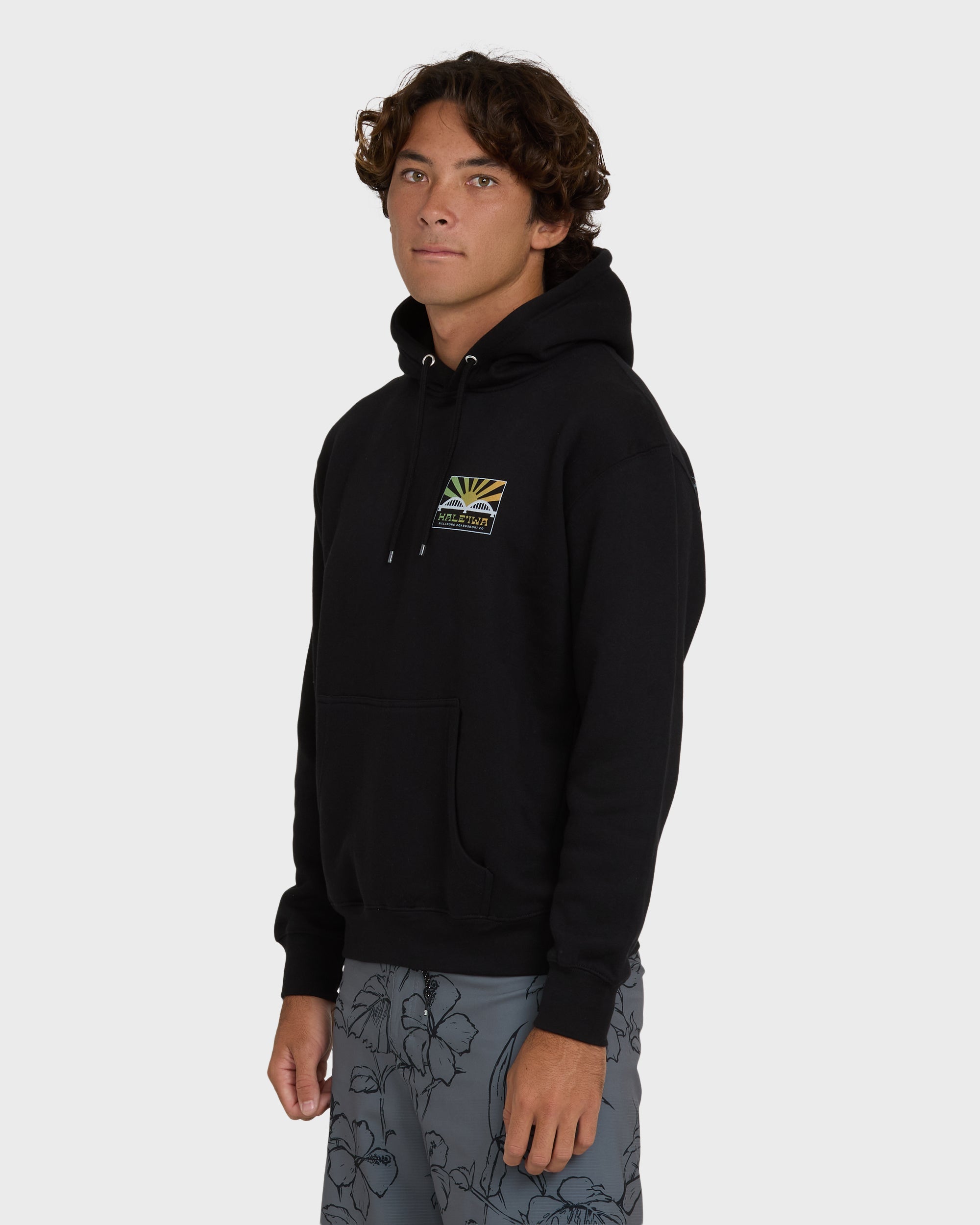Haleiwa Rising Sun Pullover Hoodie  - Black