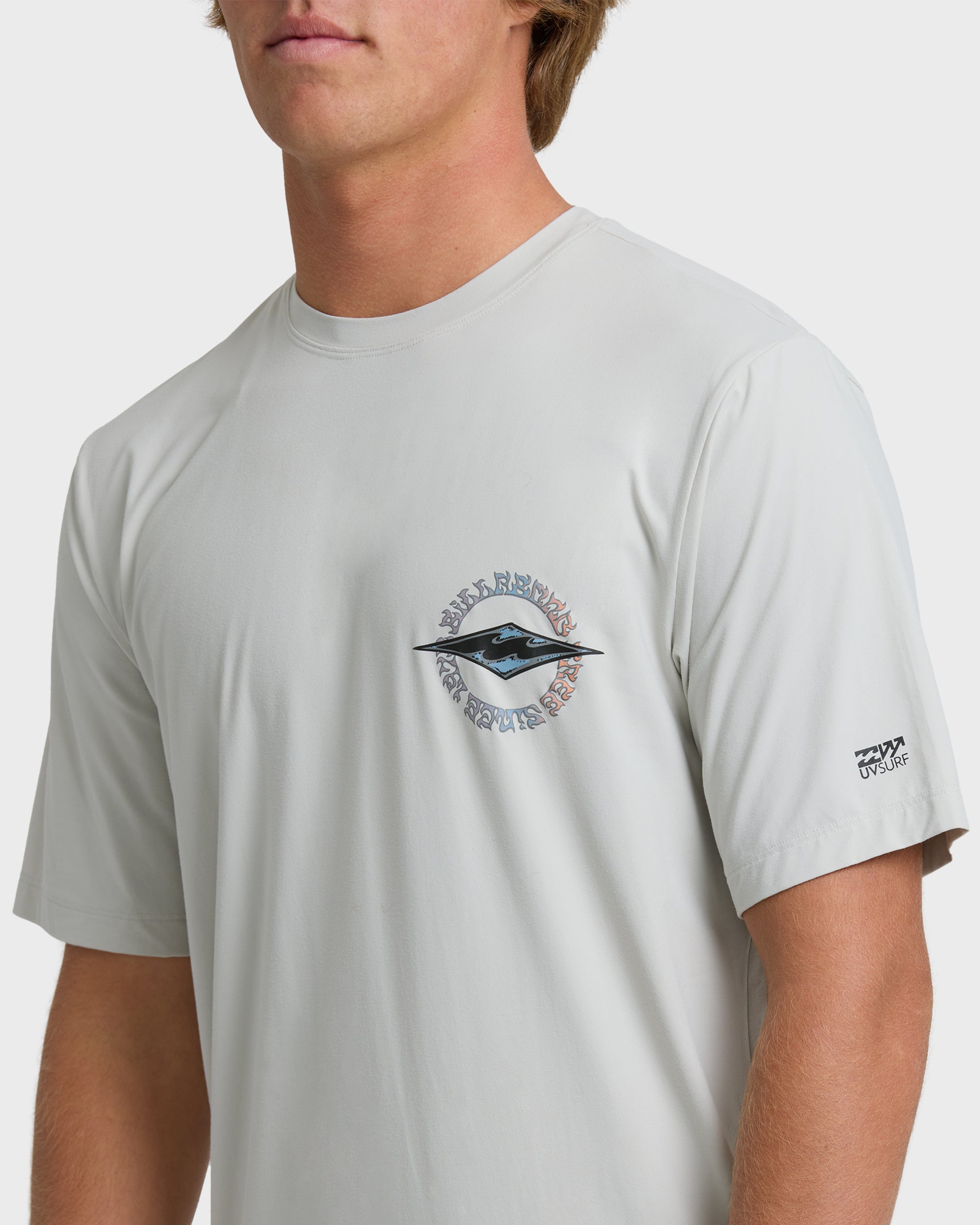 Hollow Diamond Loose Fit UPF 50 Short Sleeve Surf Tee - Silver