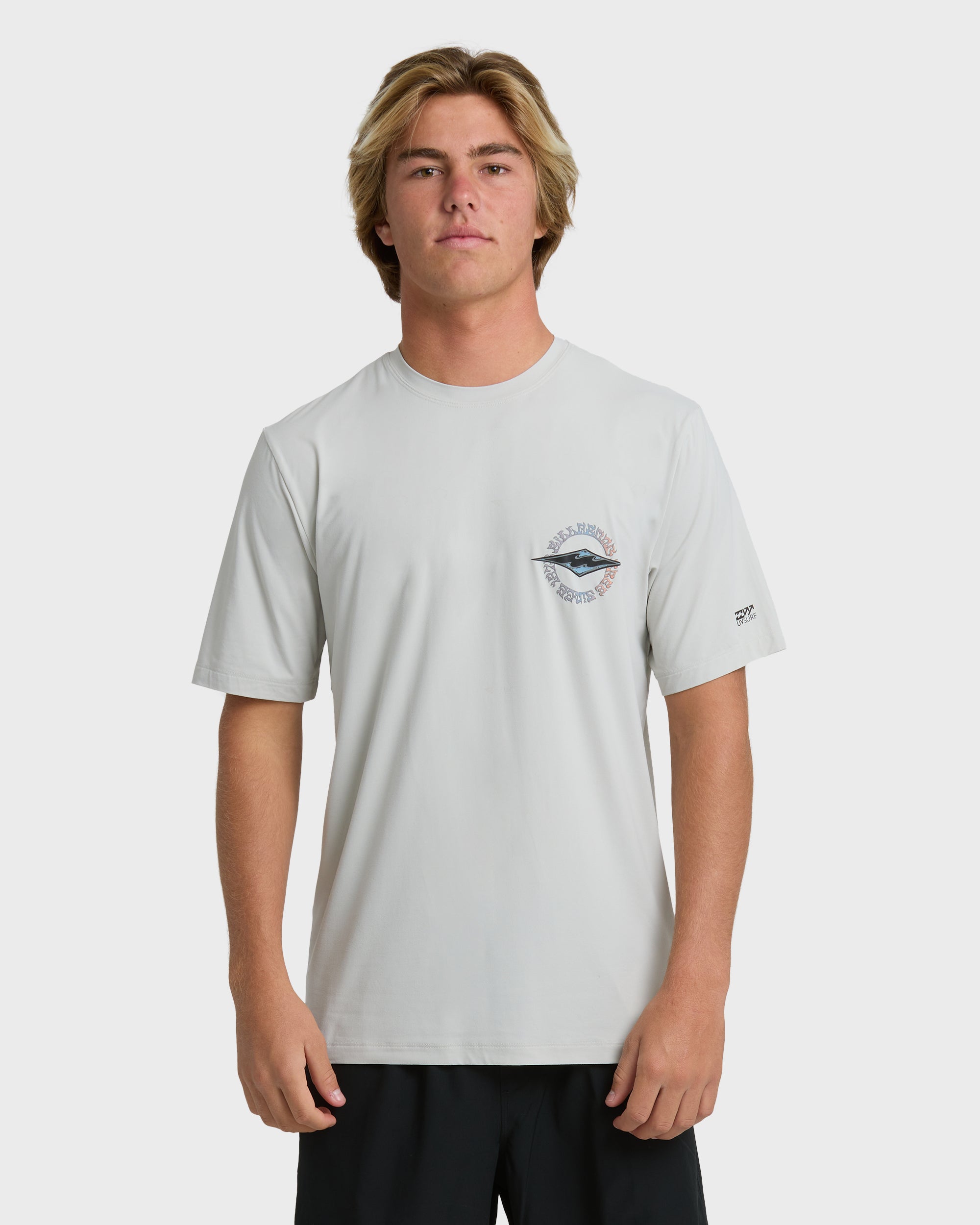 Hollow Diamond Loose Fit UPF 50 Short Sleeve Surf Tee - Silver