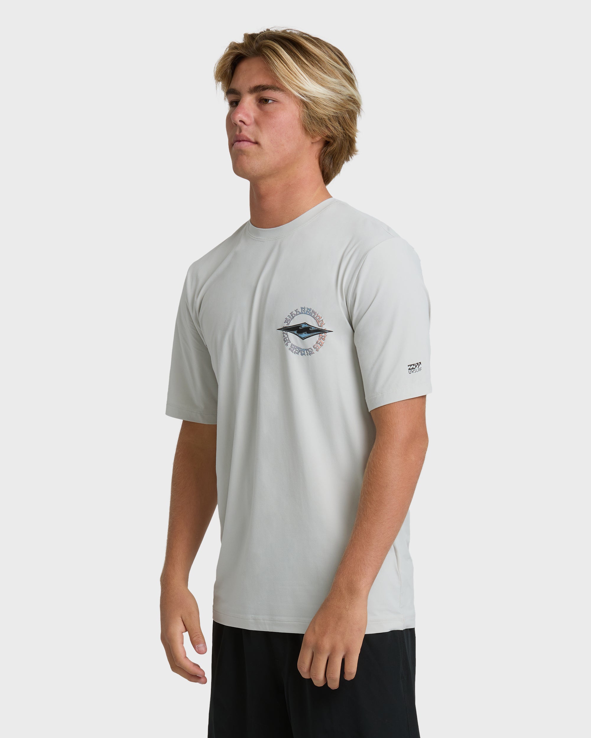 Hollow Diamond Loose Fit UPF 50 Short Sleeve Surf Tee - Silver