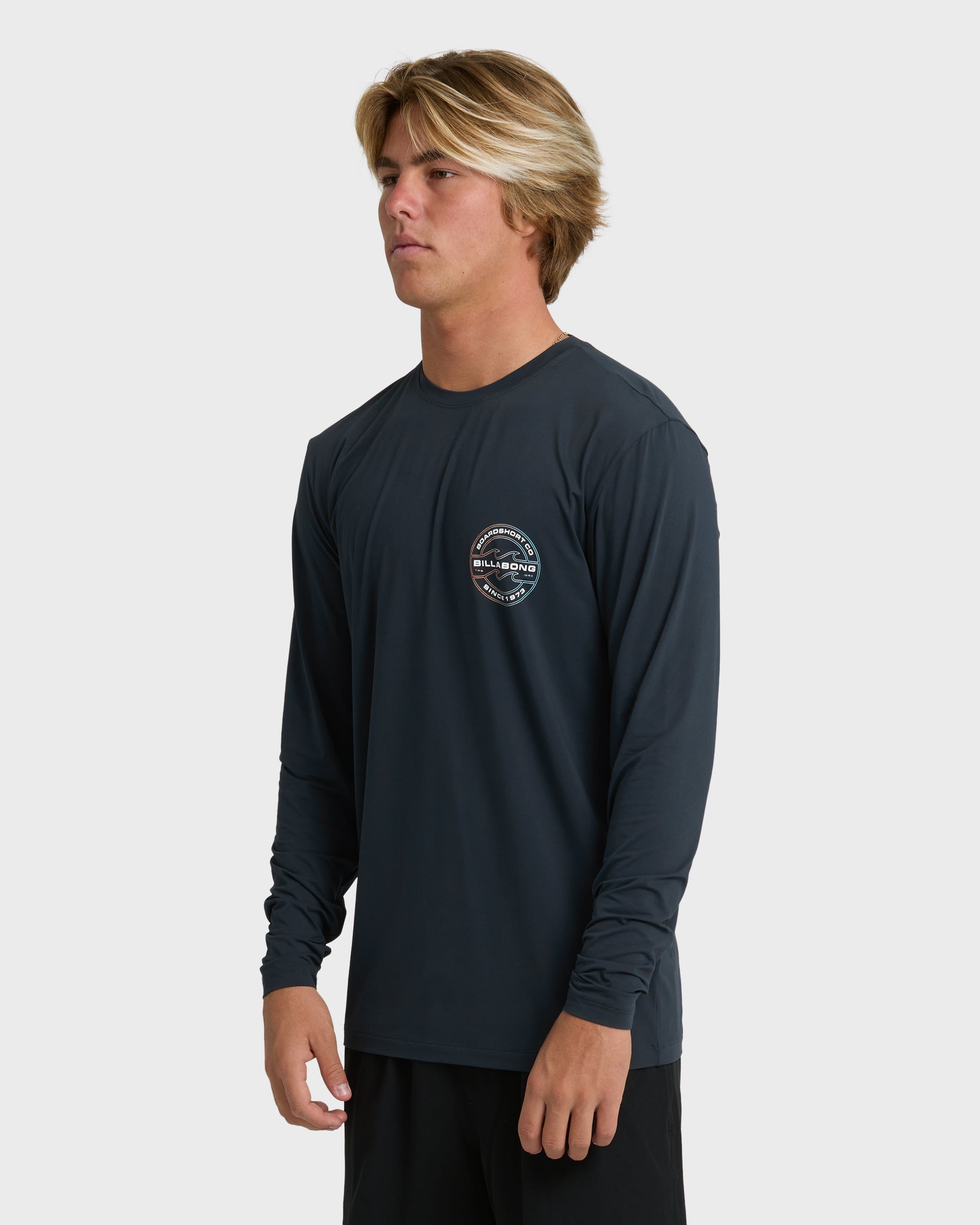 Hollow Loose Fit UPF 50 Long Sleeve Surf Tee - Navy