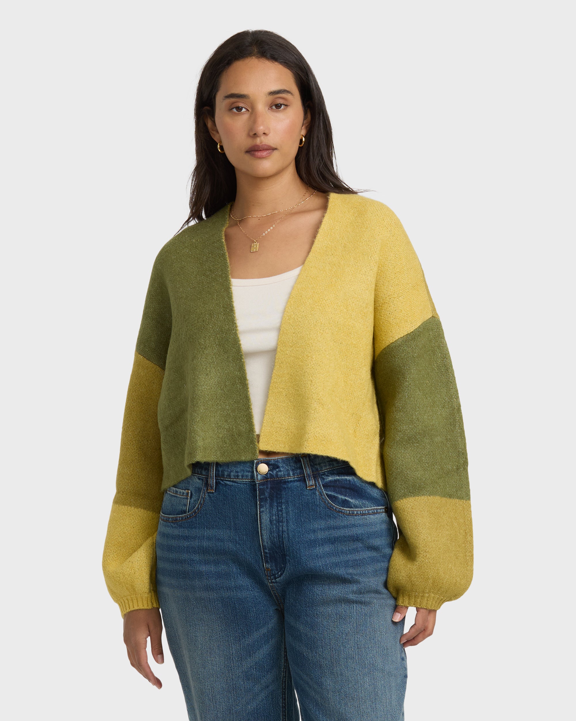 Block Out Cardigan - Green Tea