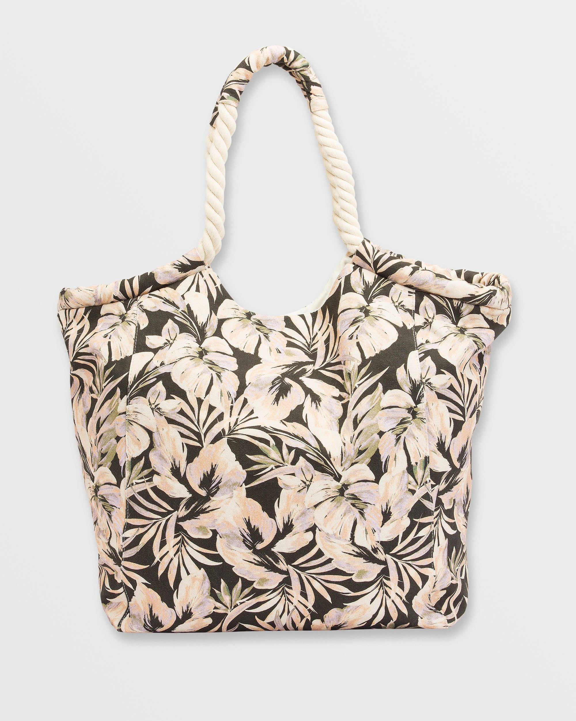 Rope Tote Bag - Black Floral