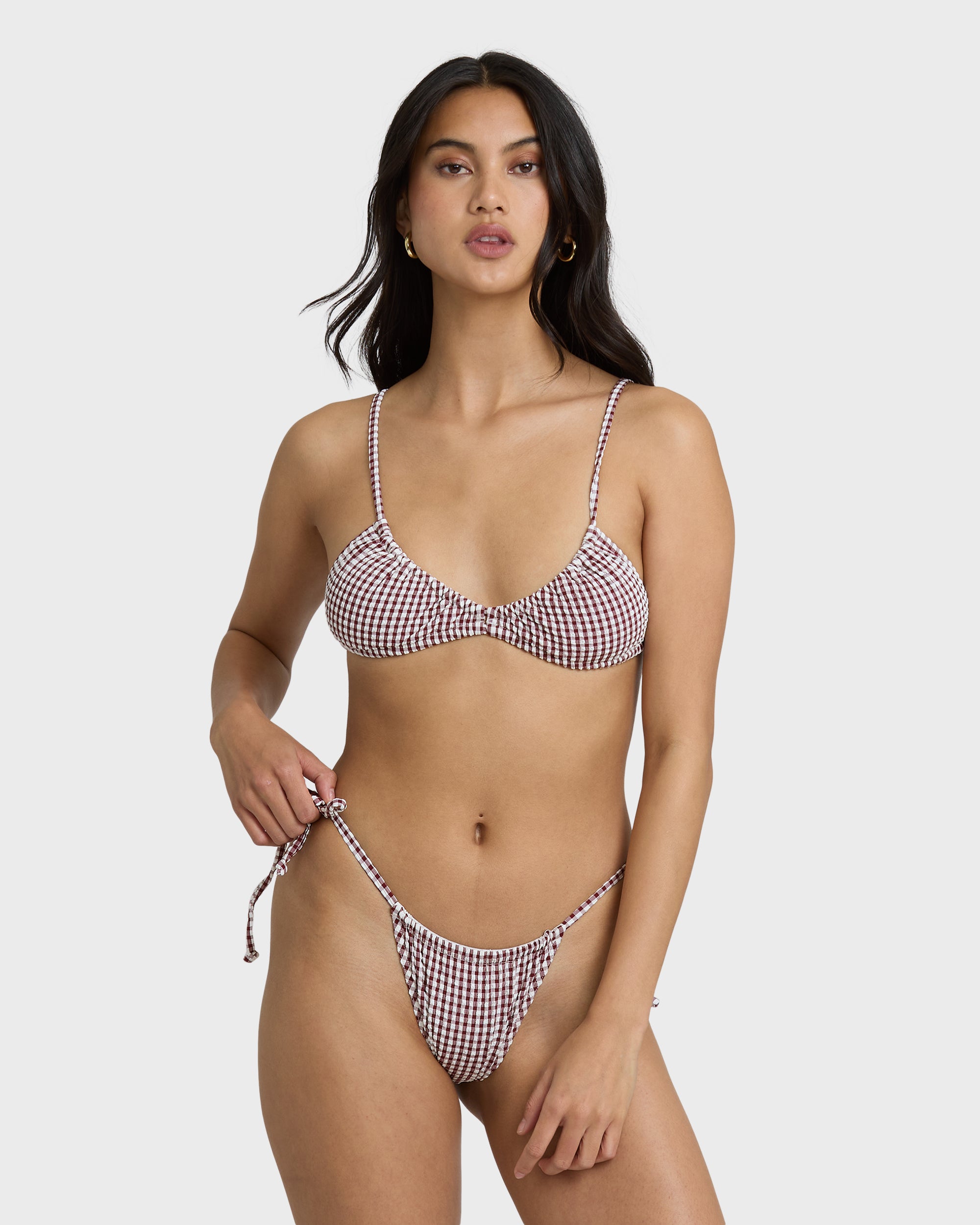 Mini Wave Check Teagan Bralette Bikini Top