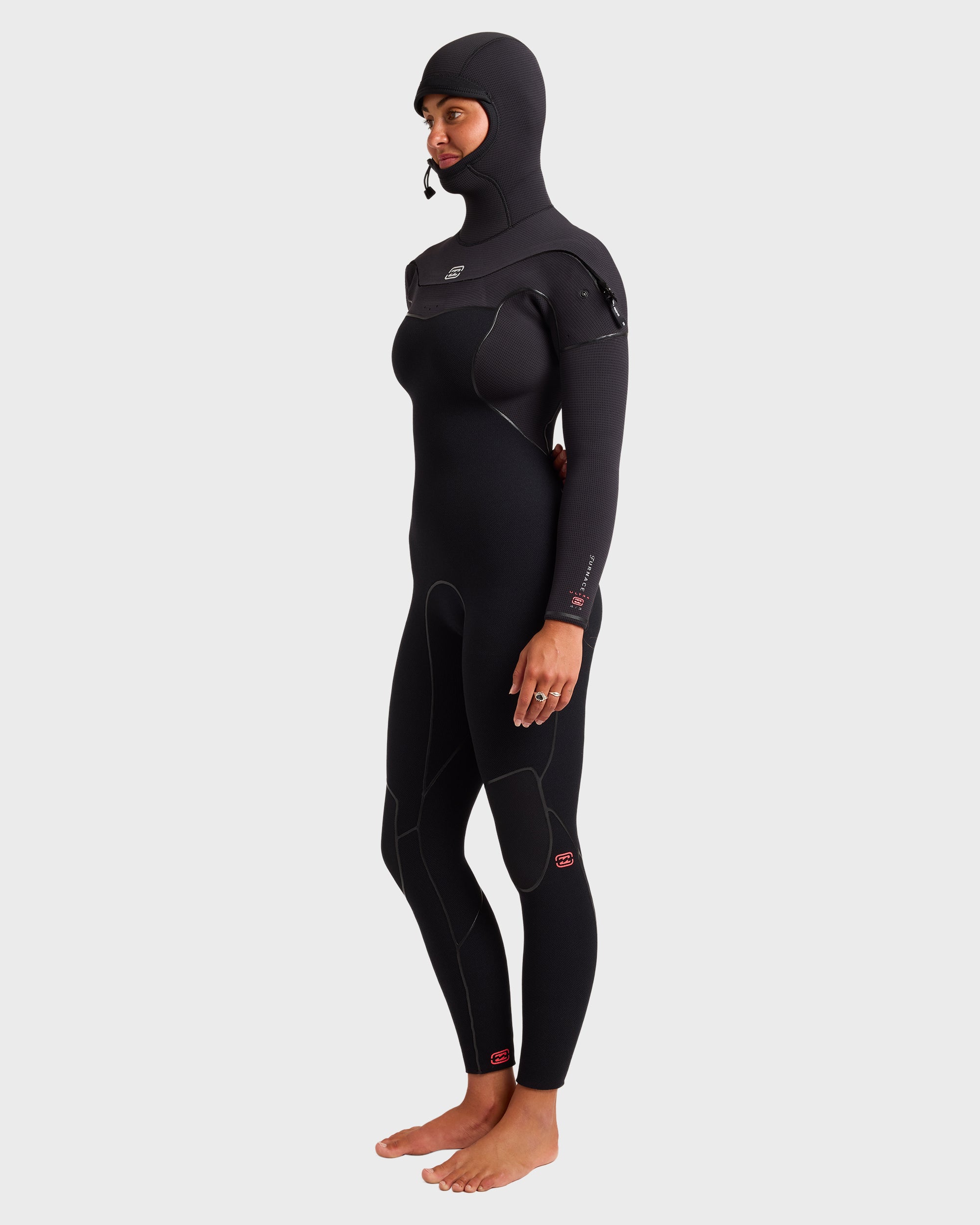 5/4mm Furnace Ultra Gullwing Chest Zip Hooded Full Wetsuit - Black