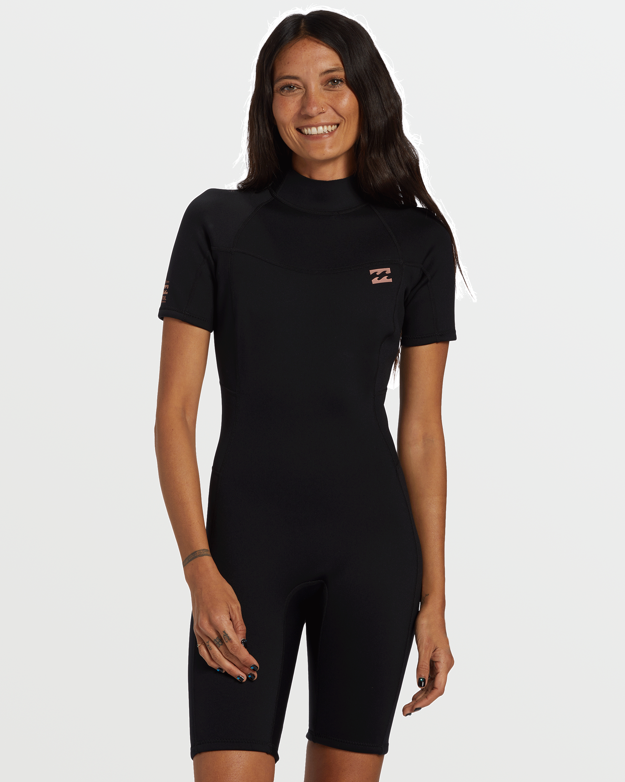 Foil Flatlock Short Sleeve Springsuit - Black