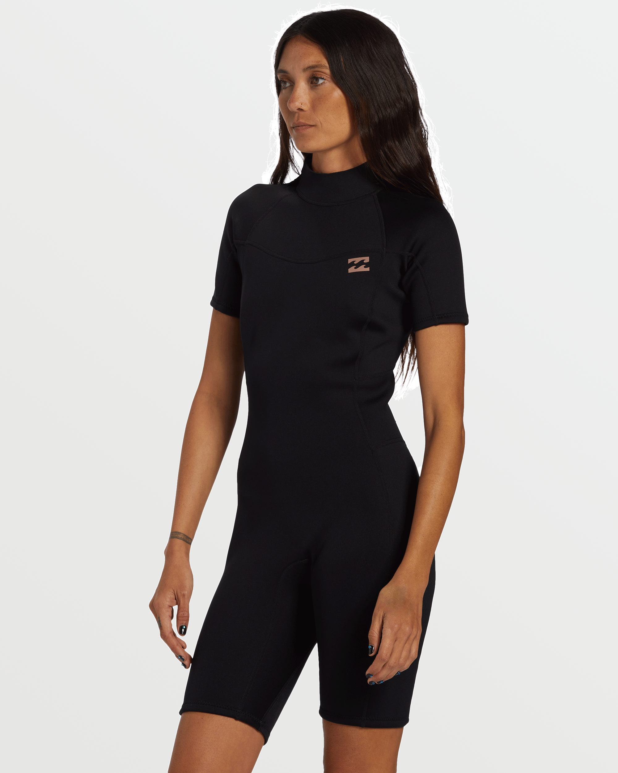 Foil Flatlock Short Sleeve Springsuit - Black