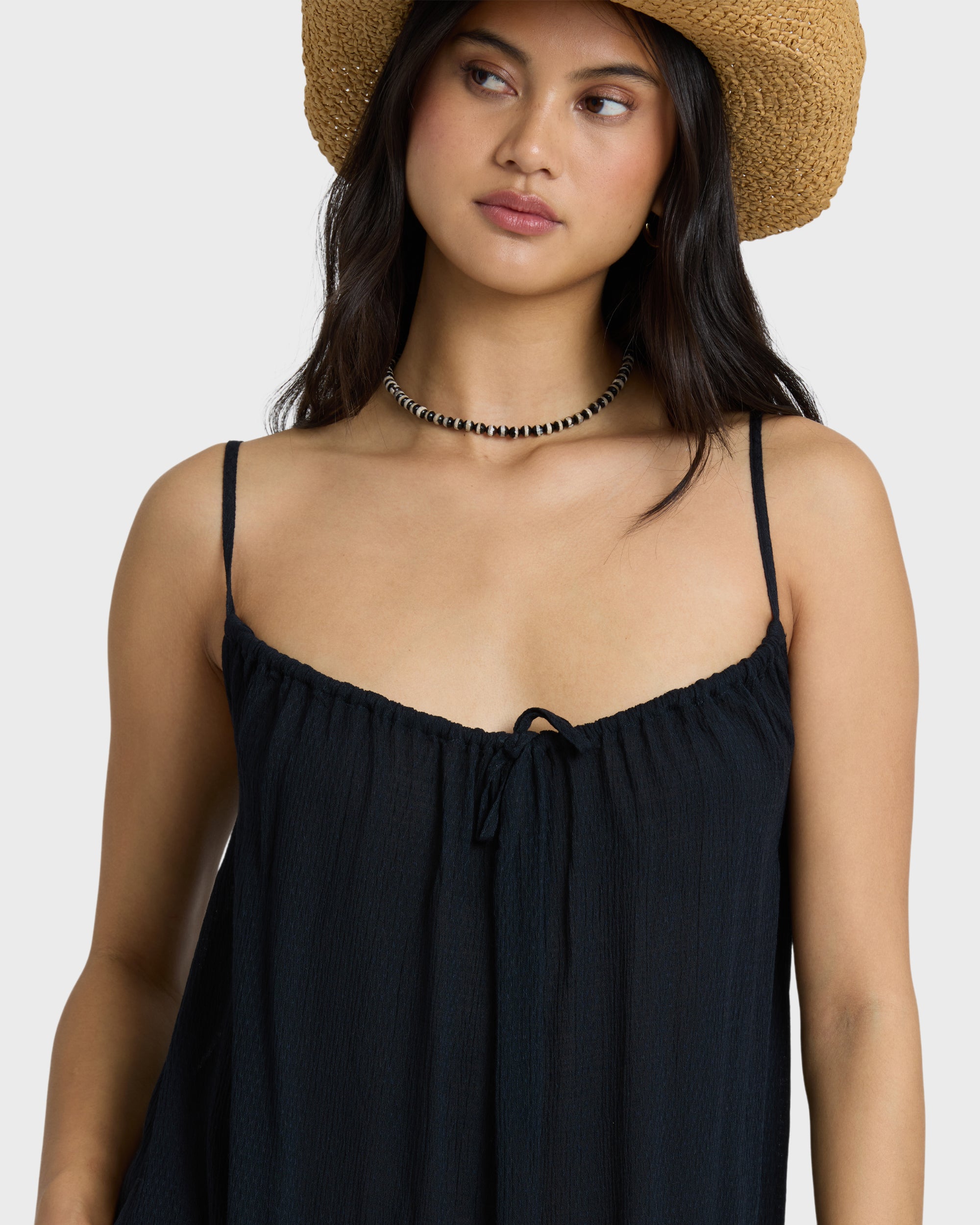 Beach Song Solid Mini Cover- Up Dress - Black Sands