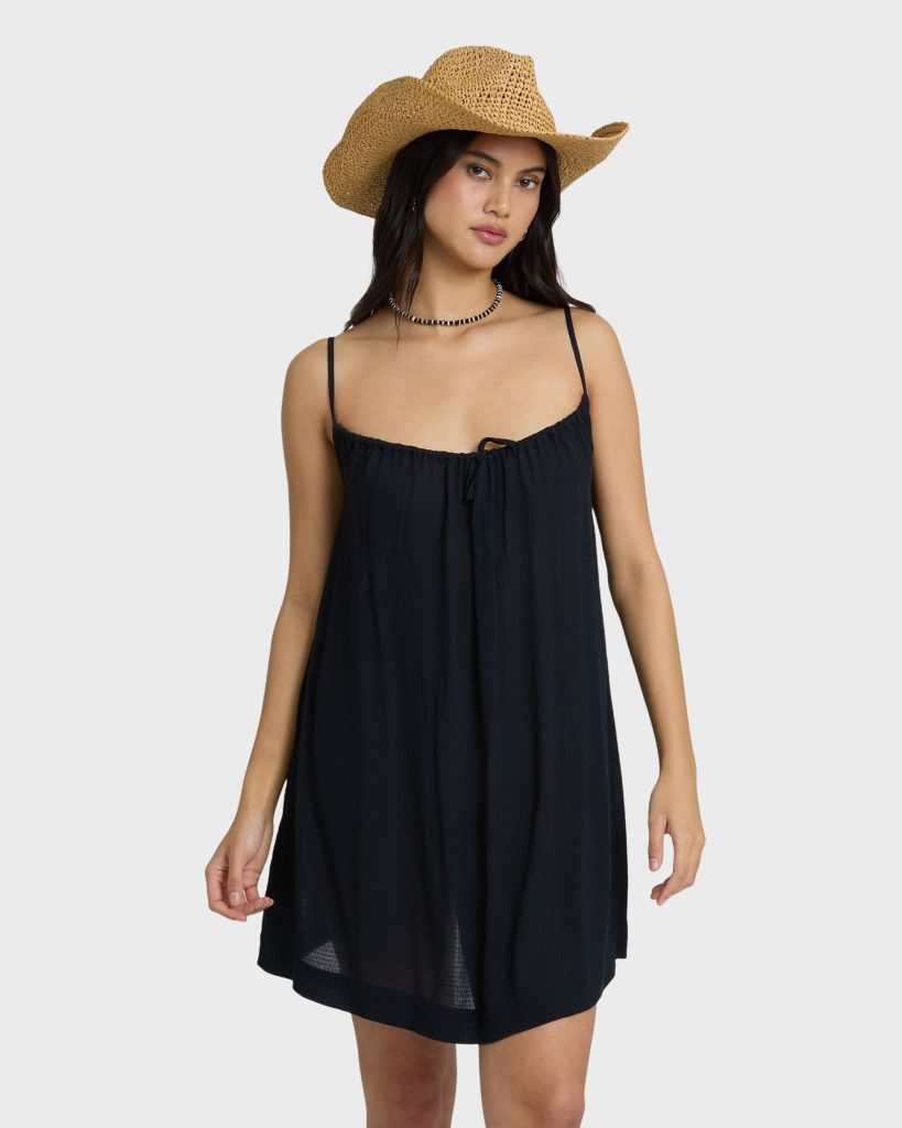Beach Song Solid Mini Cover- Up Dress - Black Sands