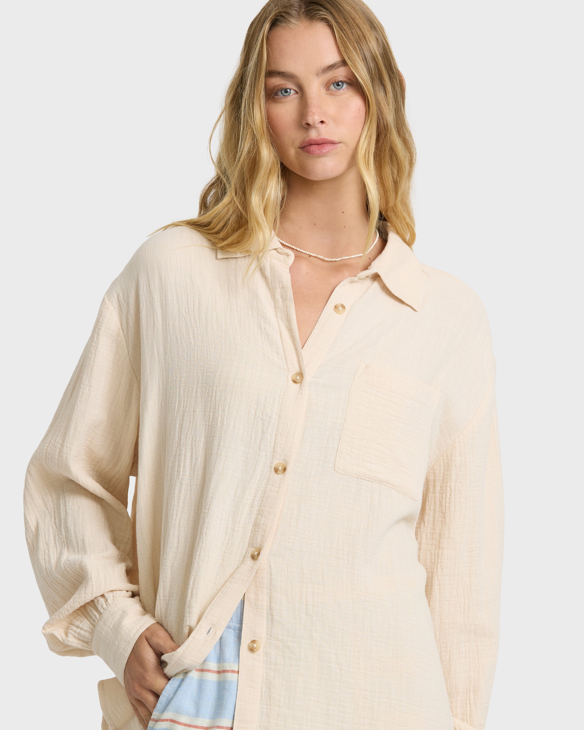 Wanderer Long Sleeve Woven Shirt - Dove