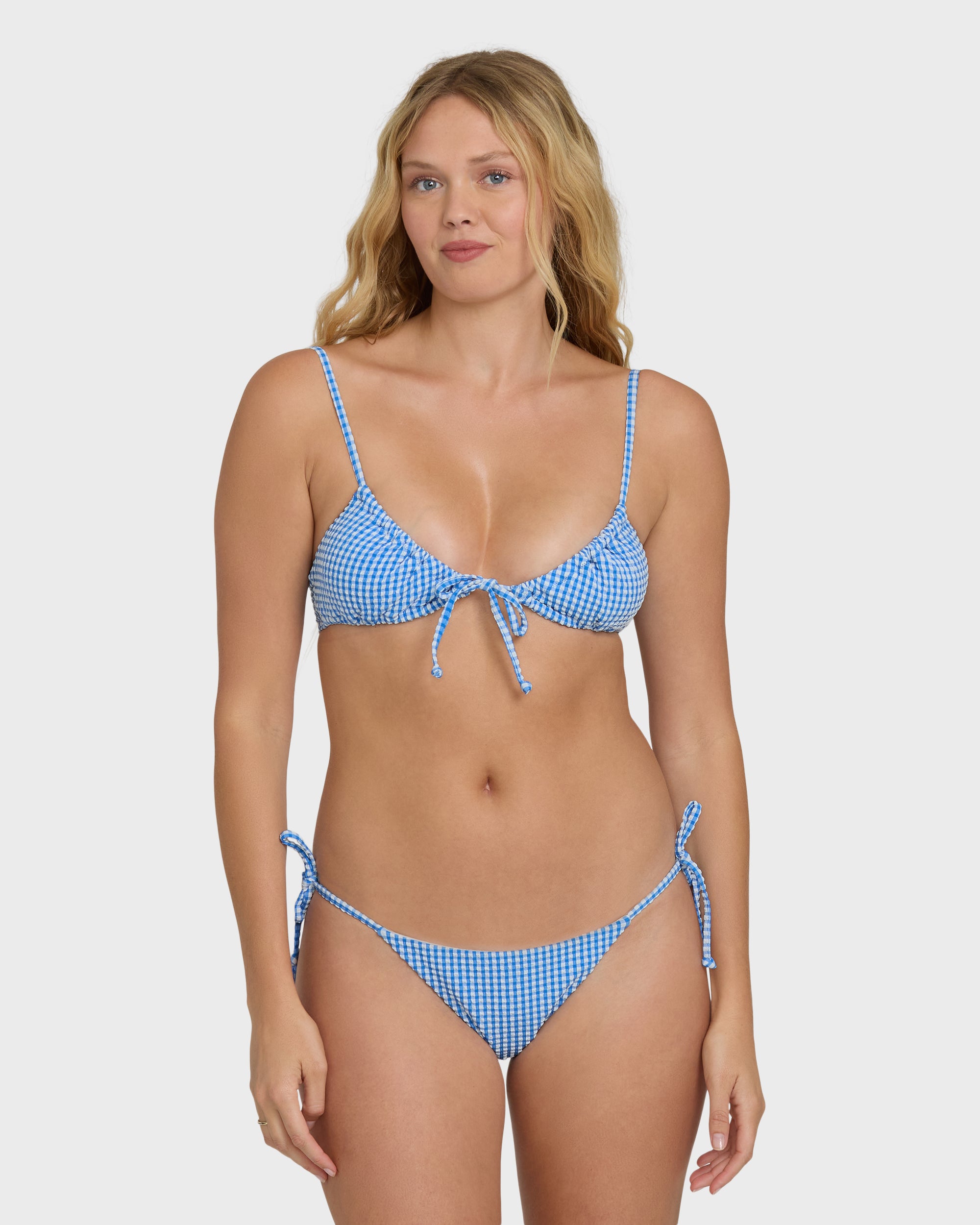 Mini Wave Check Cara Bralette Bikini Top