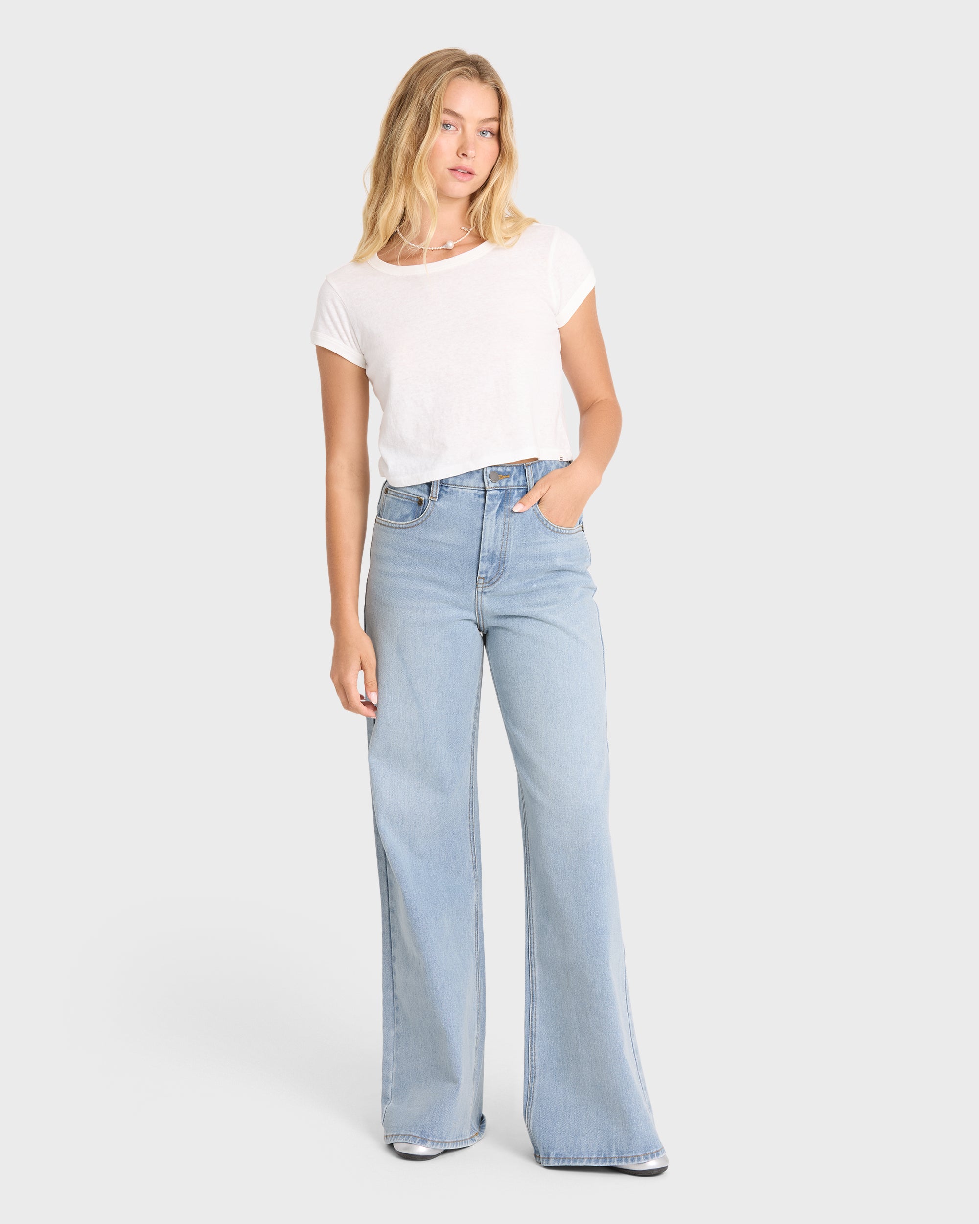 Free Fall High-Waist Denim Flare Pants