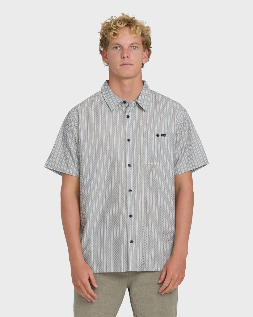 Sundays Jacquard Short Sleeve Woven Shirt - Fog Gray