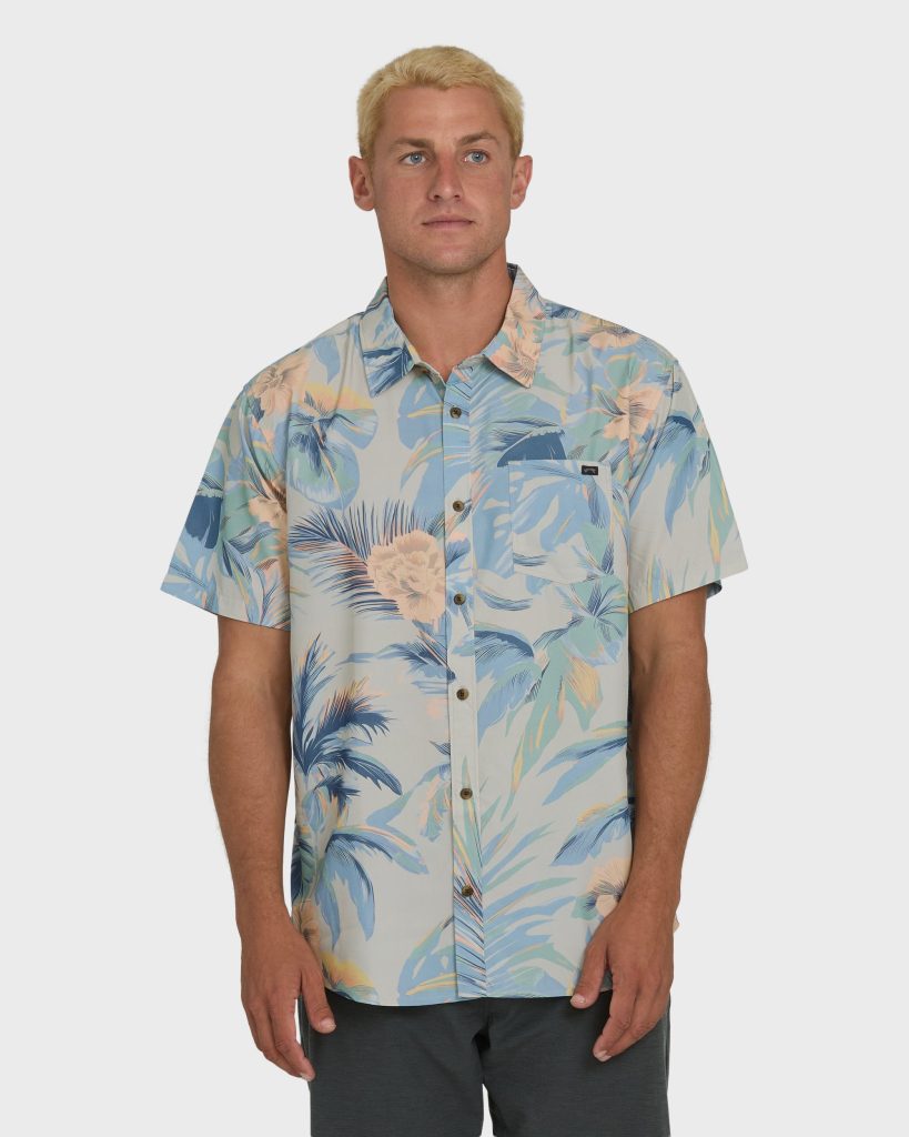 Sundays Lounge Short Sleeve Woven Shirt - Blue Horizon