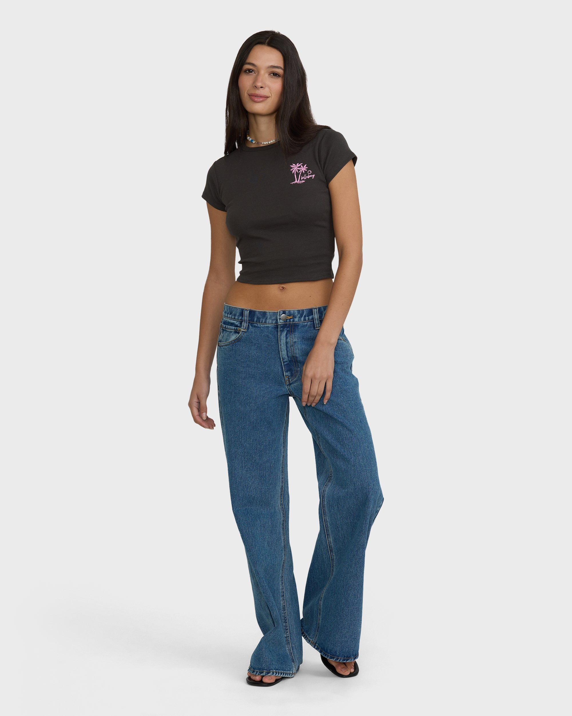 Magic Sunsets Short Sleeve Rib Knit T-Shirt - Off Black