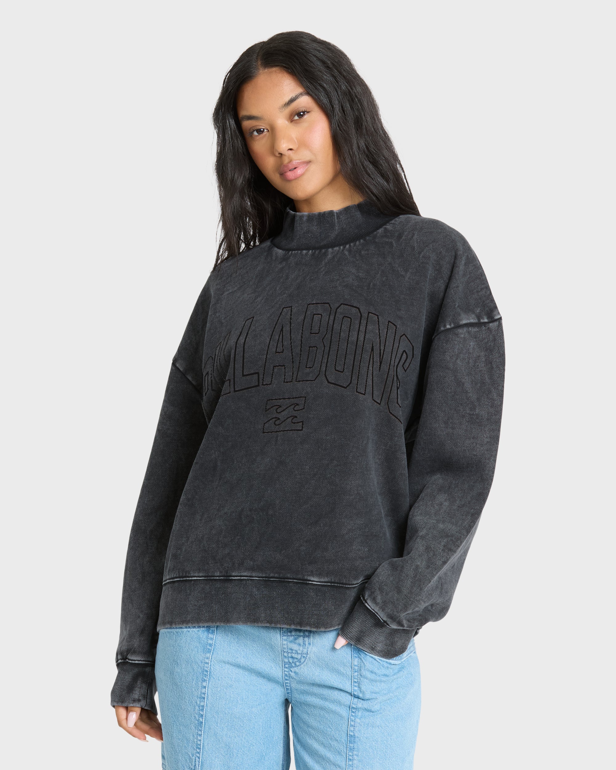 Sun Washed Mock Neck Sweatshirt