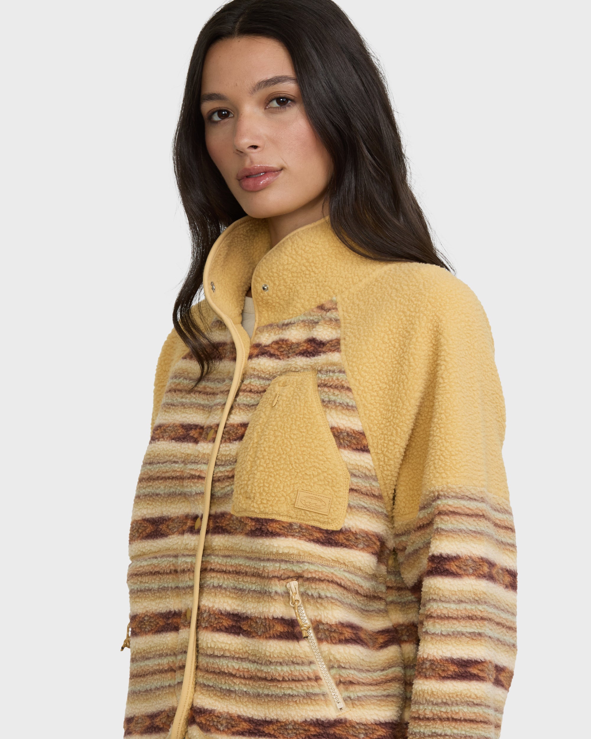 Popoyo Sherpa Full Zip Fleece Jacket - Curry