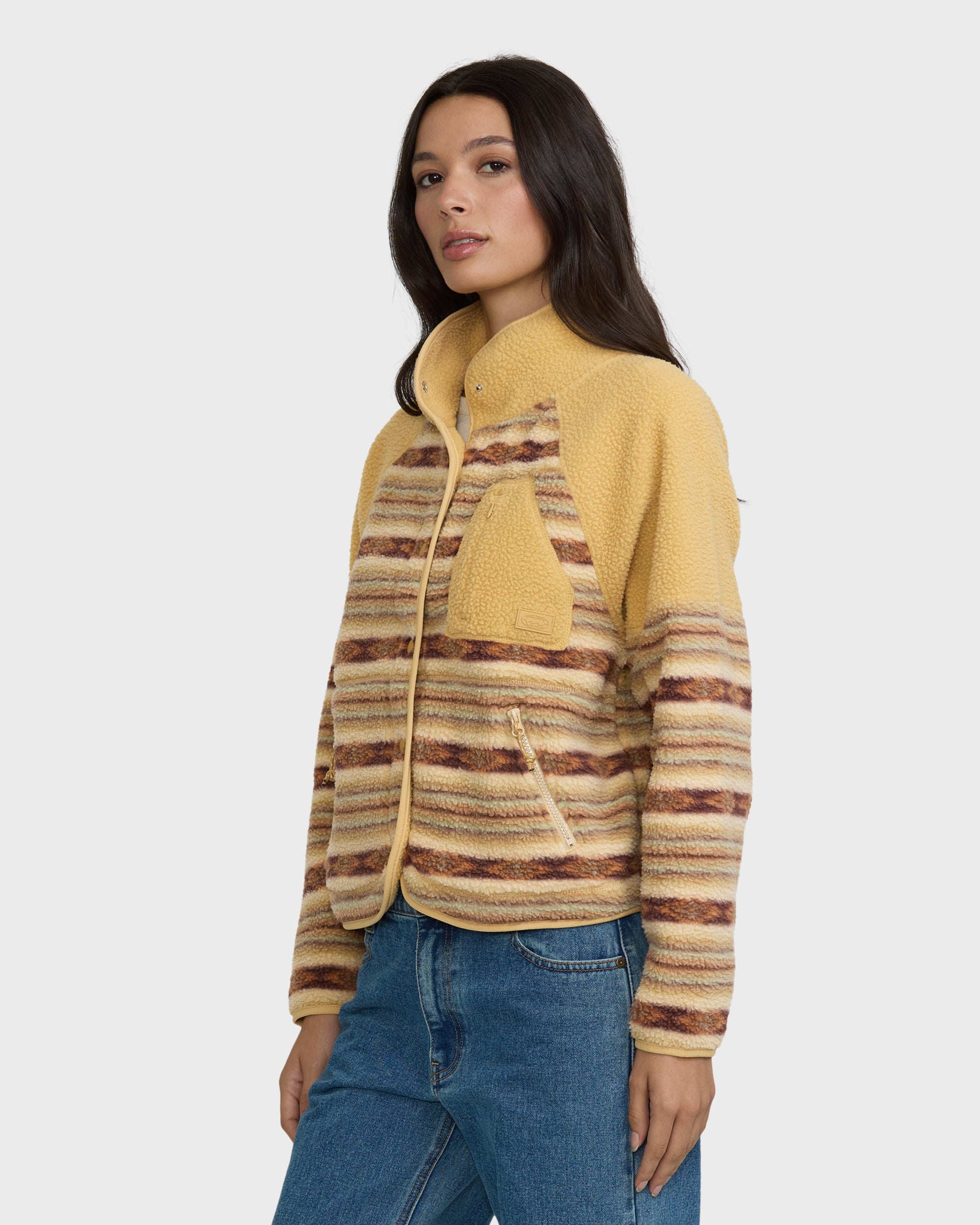 Popoyo Sherpa Full Zip Fleece Jacket - Curry