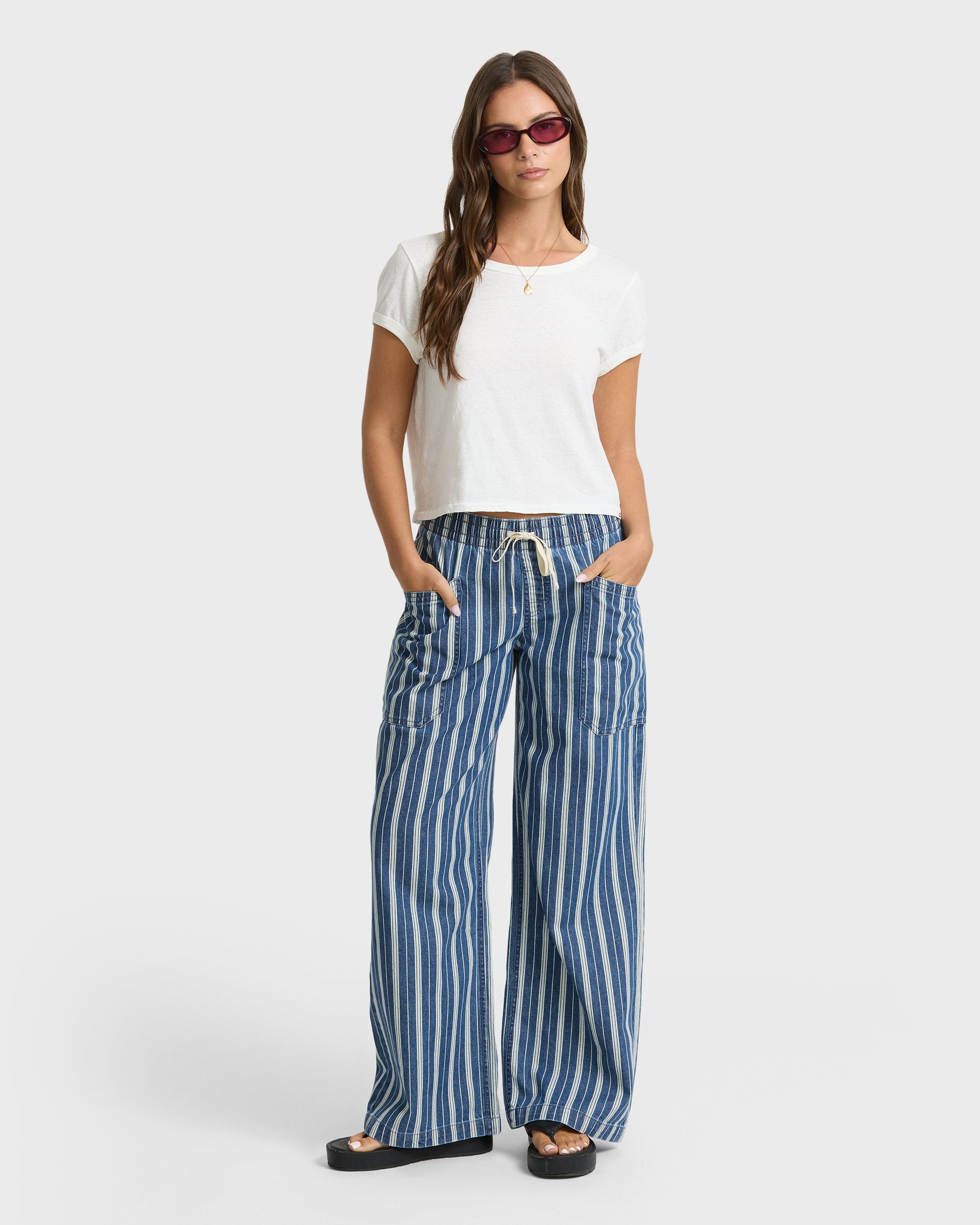 Zonte Elastic Waist Saltwashed Denim Pants