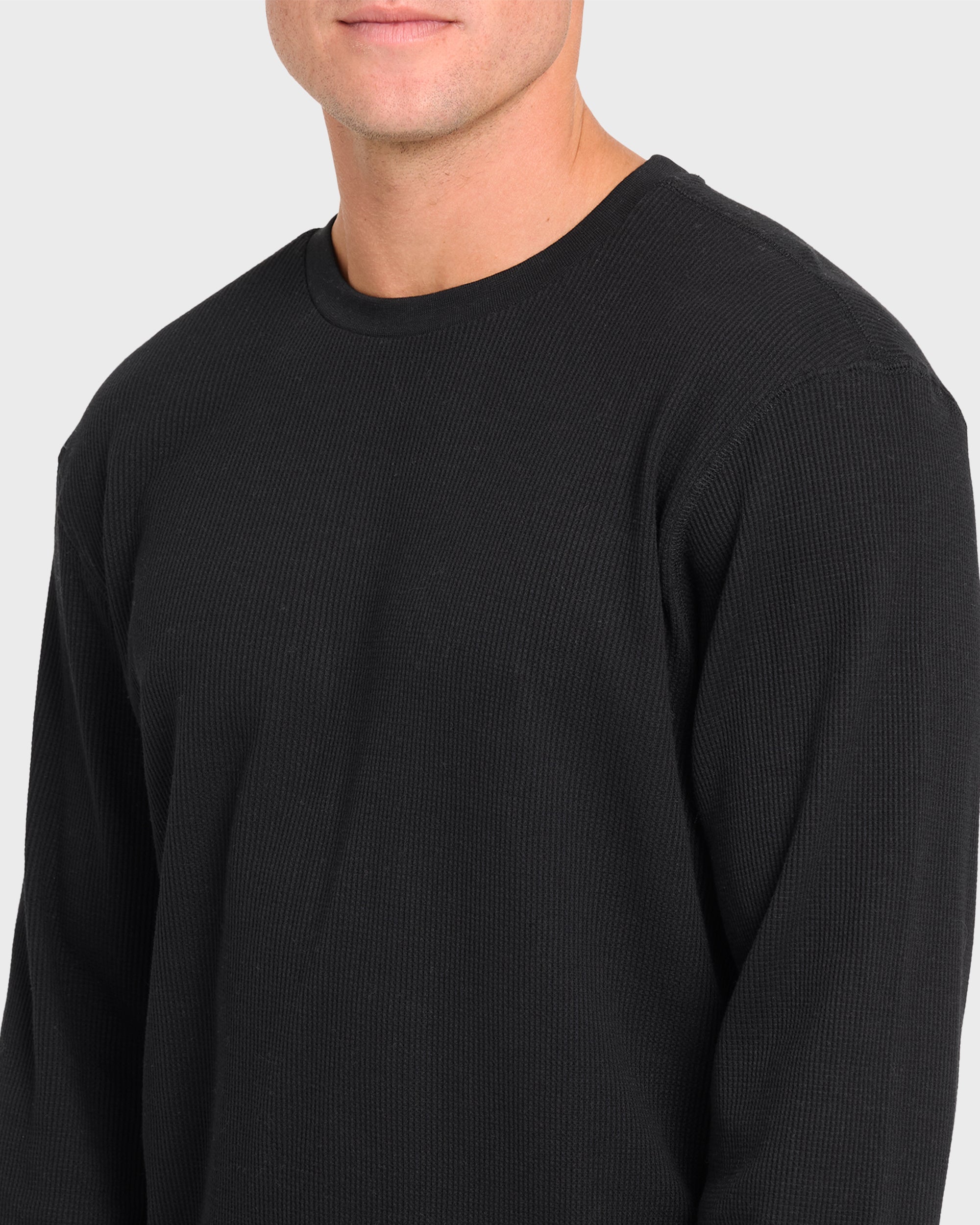 Essential Thermal Long Sleeve Knit T-Shirt - Black