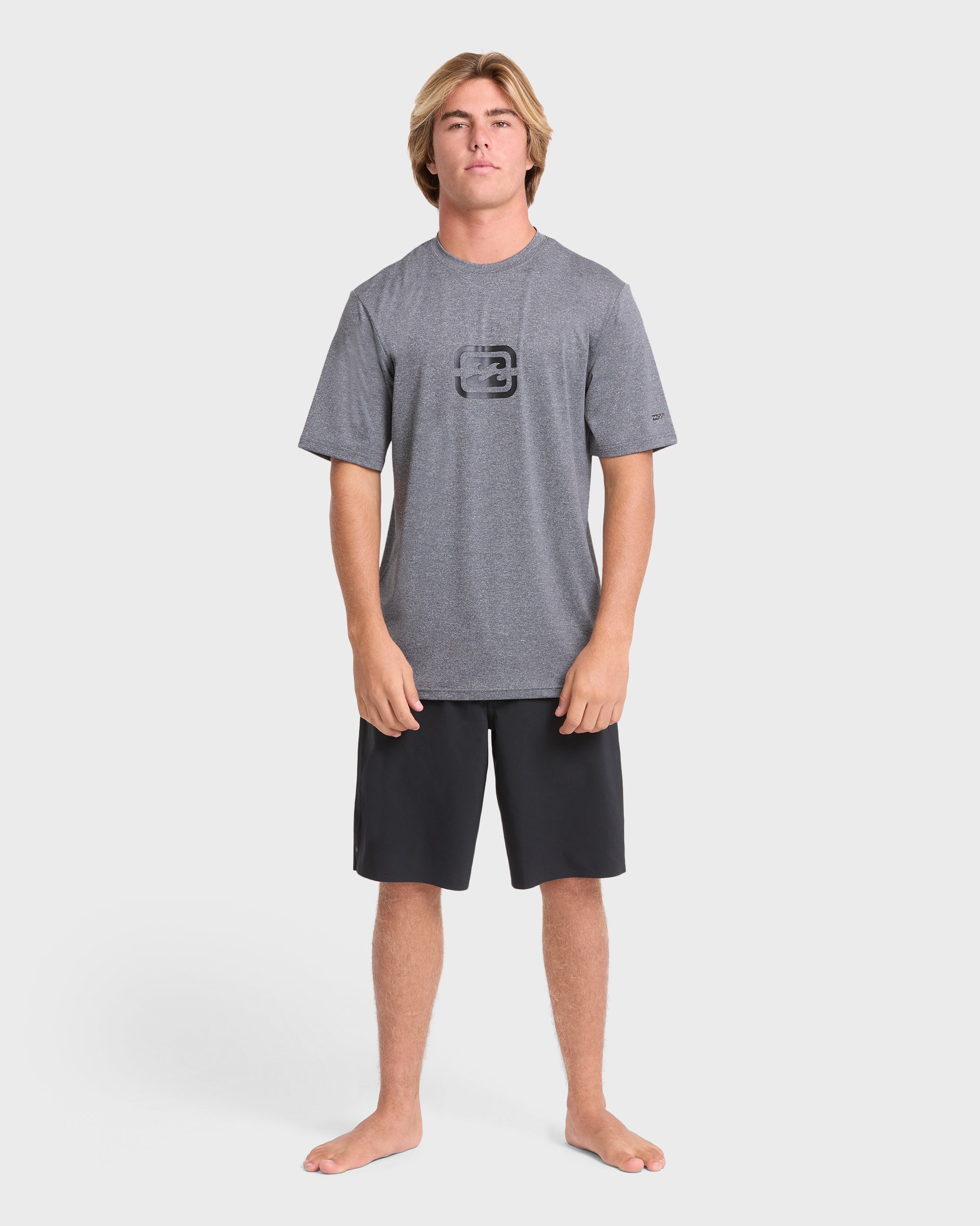 All Day Wave Loose Fit UPF 50 Short Sleeve Surf Tee - Light Gray Heather