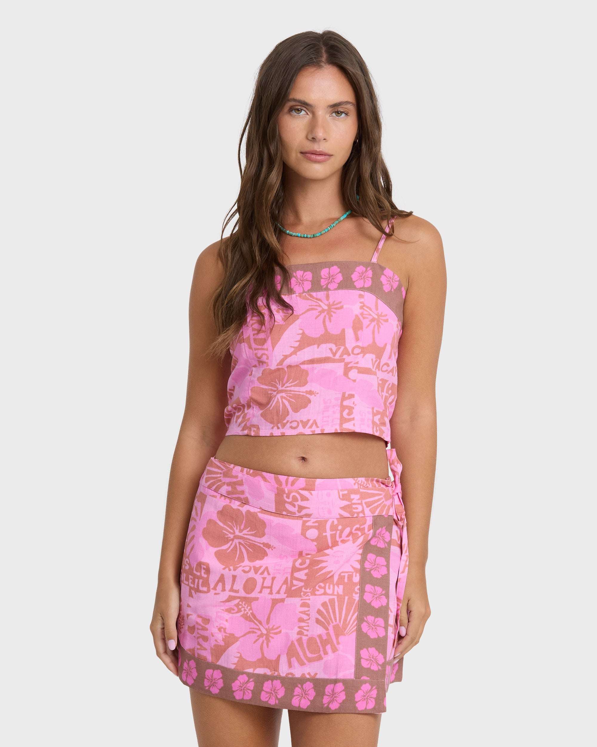 Sun Faded Yarn-Dyed Wrap Mini Skirt