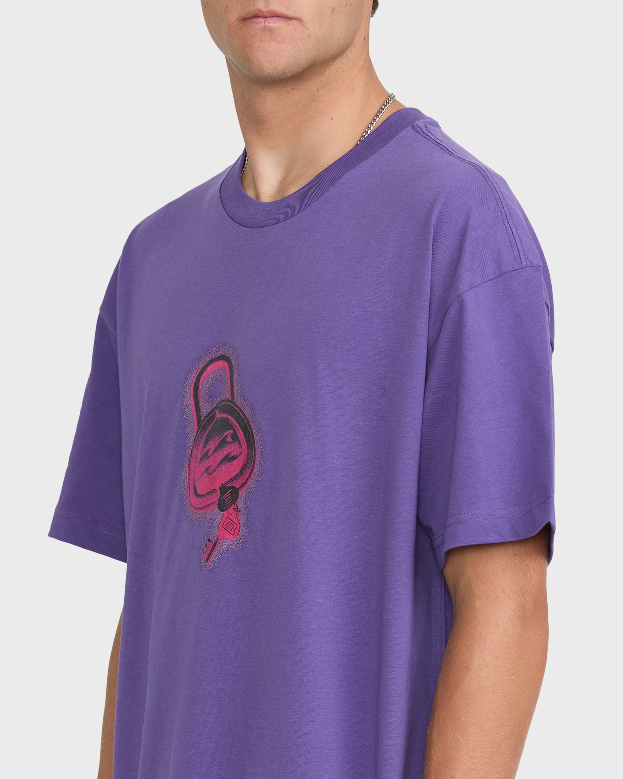 Spec Lock Short Sleeve Knit T-Shirt - Purple
