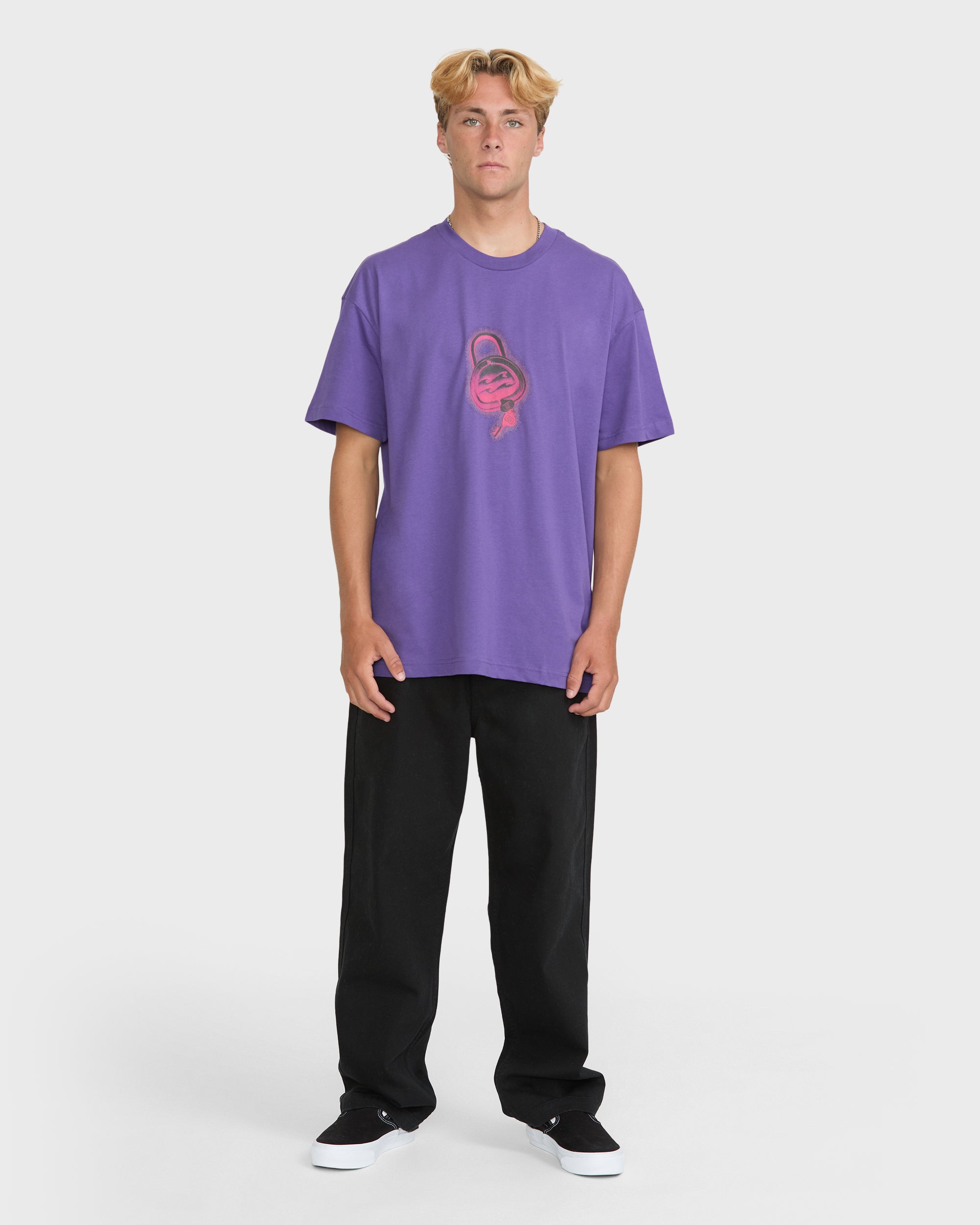 Spec Lock Short Sleeve Knit T-Shirt - Purple