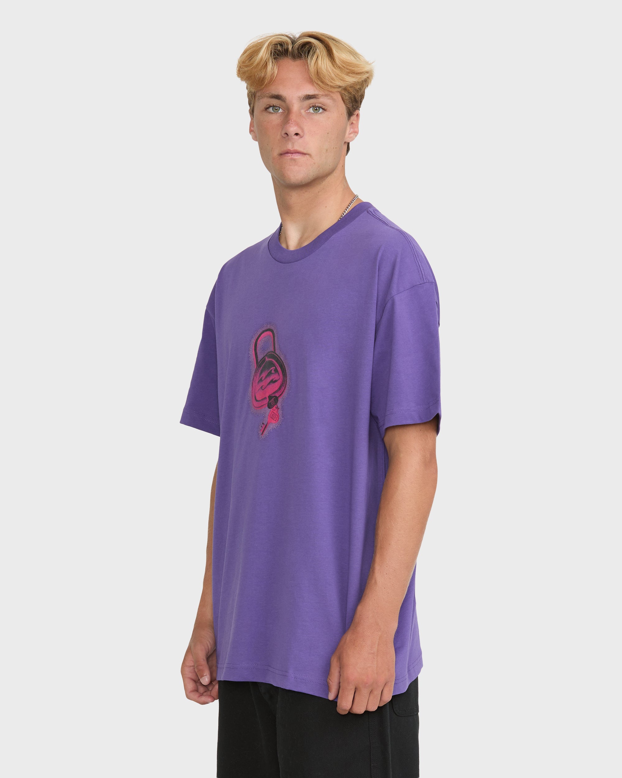 Spec Lock Short Sleeve Knit T-Shirt - Purple