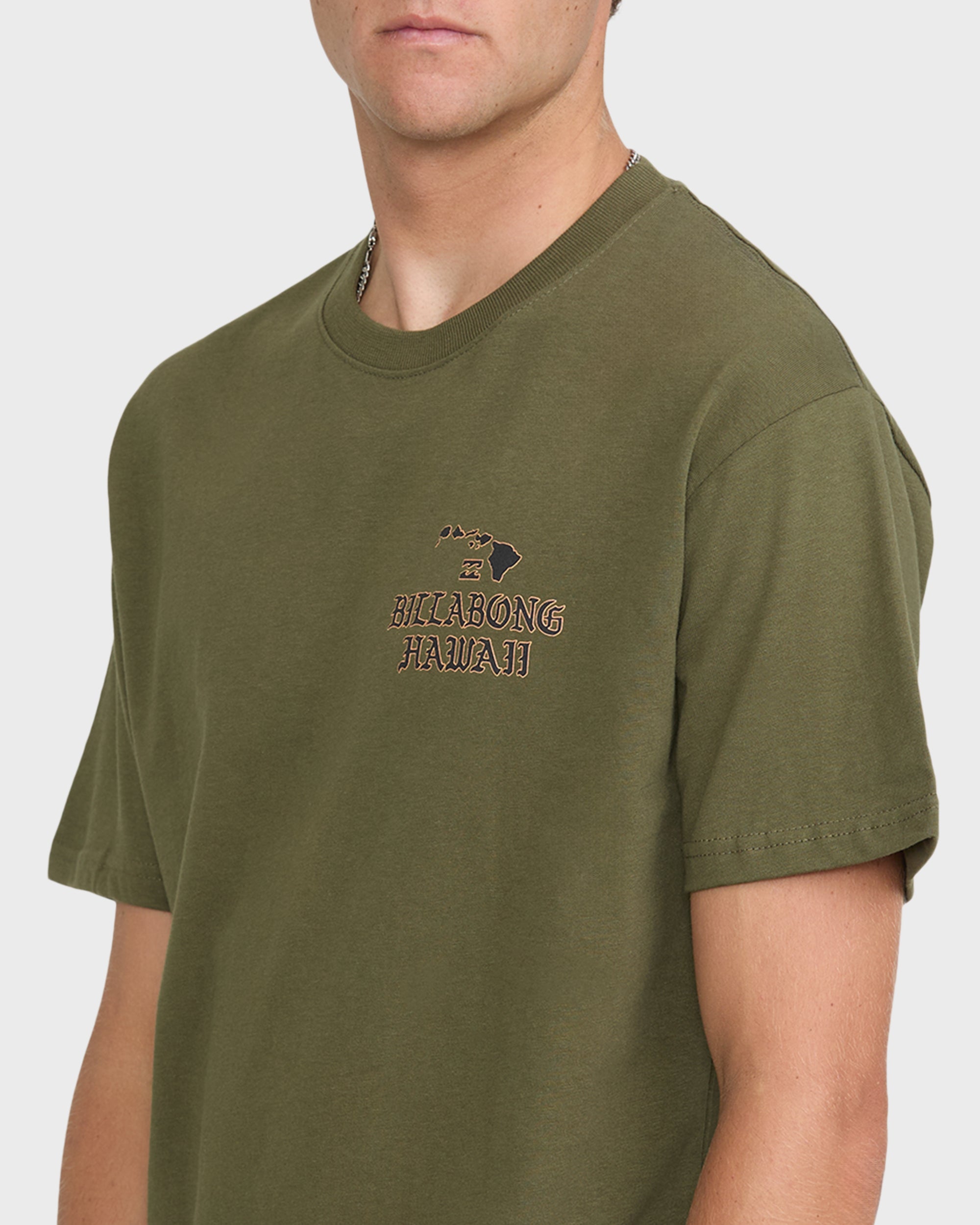 Island Chain Hawaii Short Sleeve Cotton T-Shirt - Military