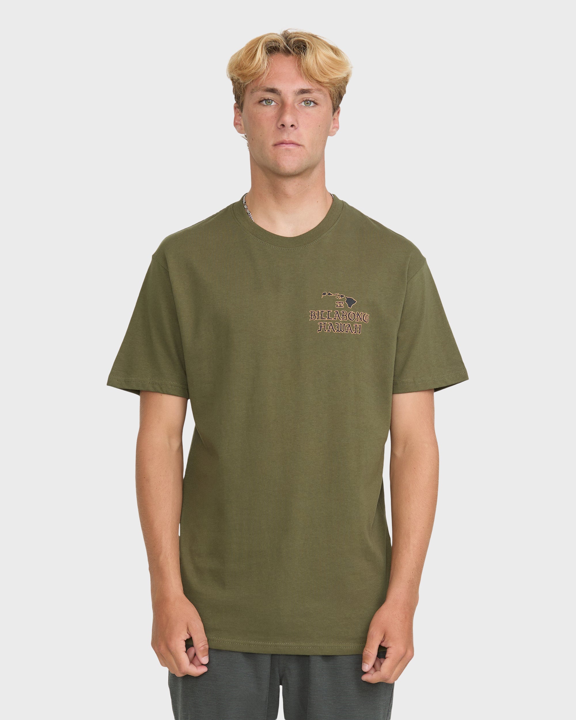 Island Chain Hawaii Short Sleeve Cotton T-Shirt - Military