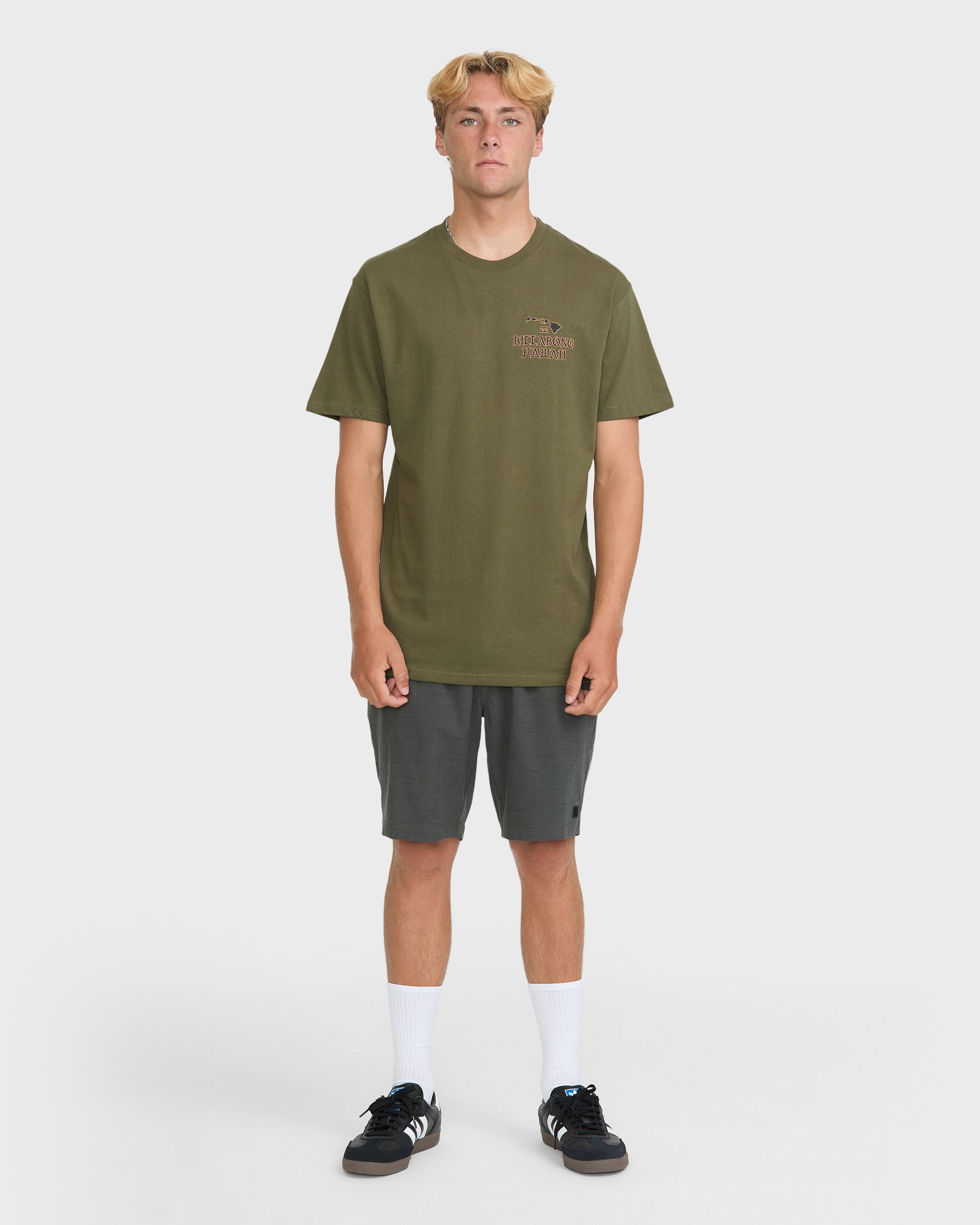 Island Chain Hawaii Short Sleeve Cotton T-Shirt - Military