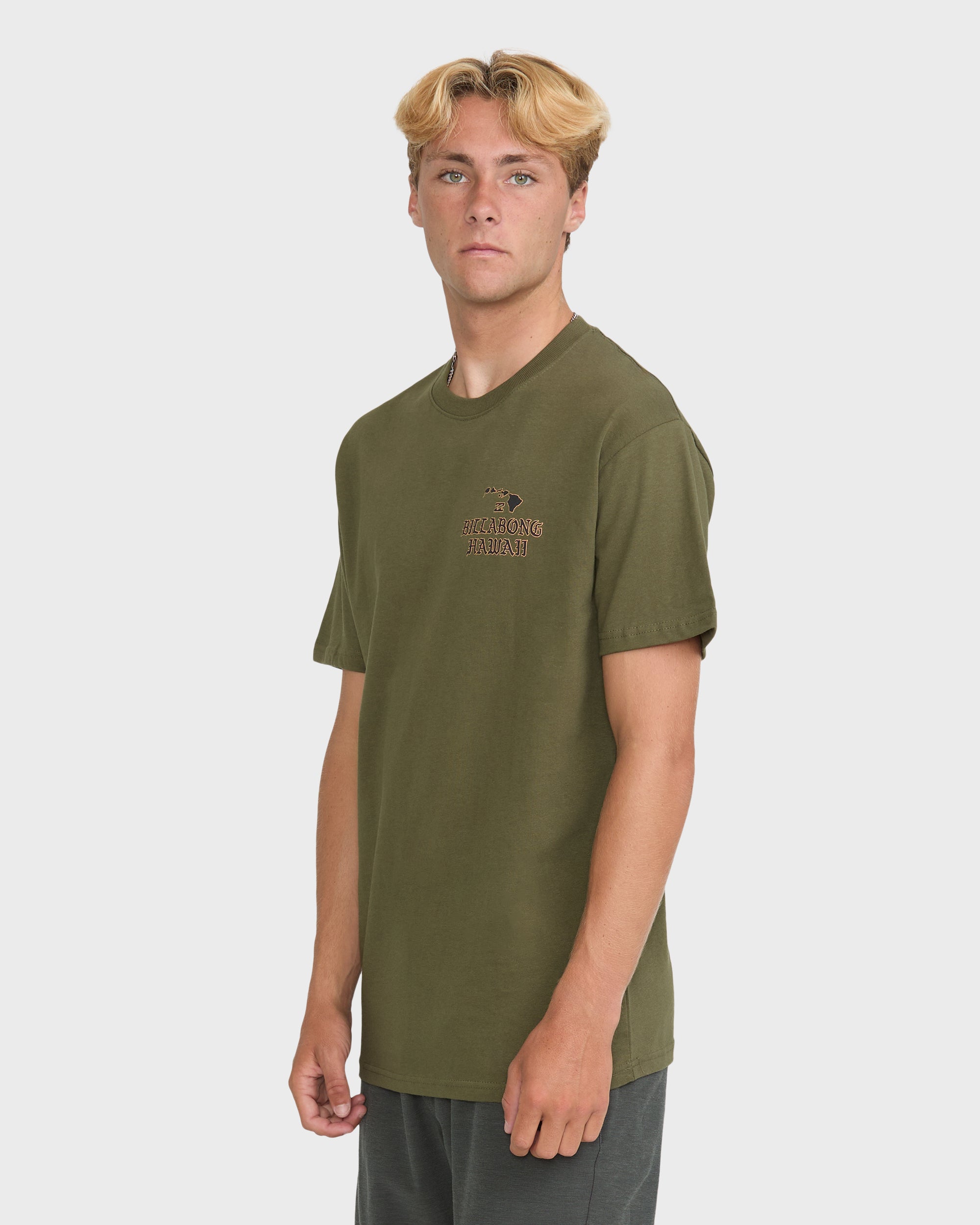 Island Chain Hawaii Short Sleeve Cotton T-Shirt - Military
