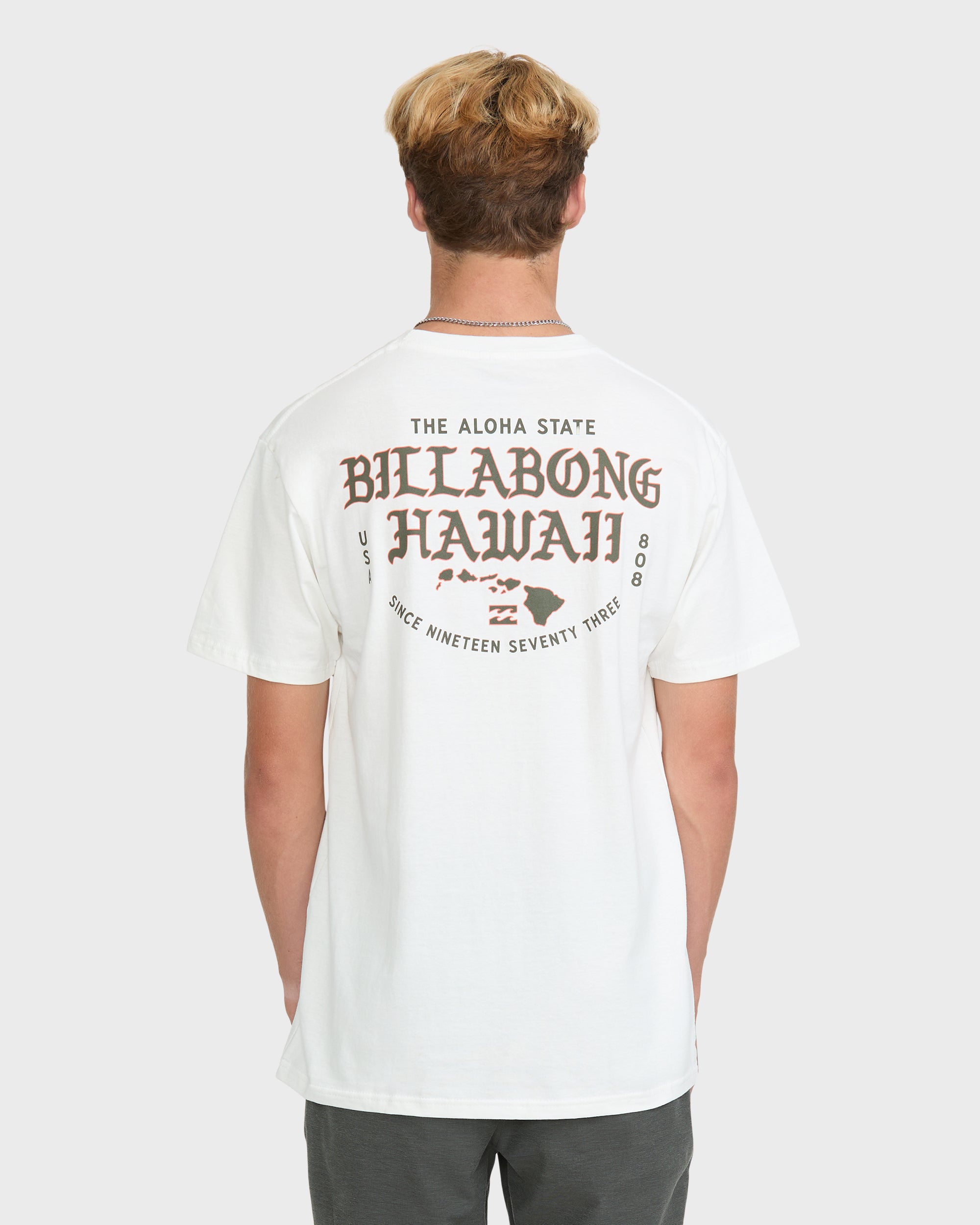 Island Chain Hawaii Short Sleeve Cotton T-Shirt - Off White
