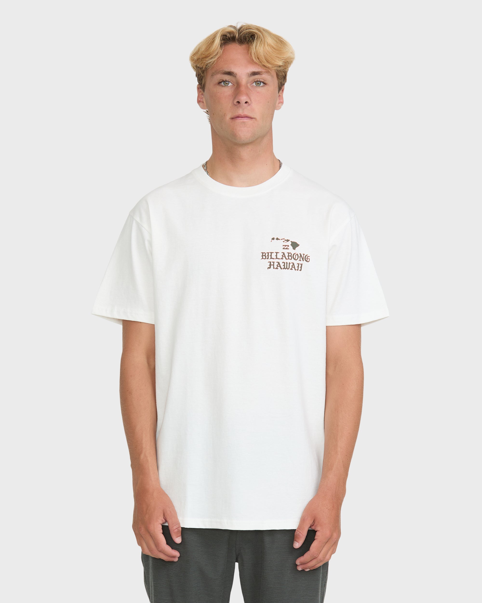 Island Chain Hawaii Short Sleeve Cotton T-Shirt - Off White