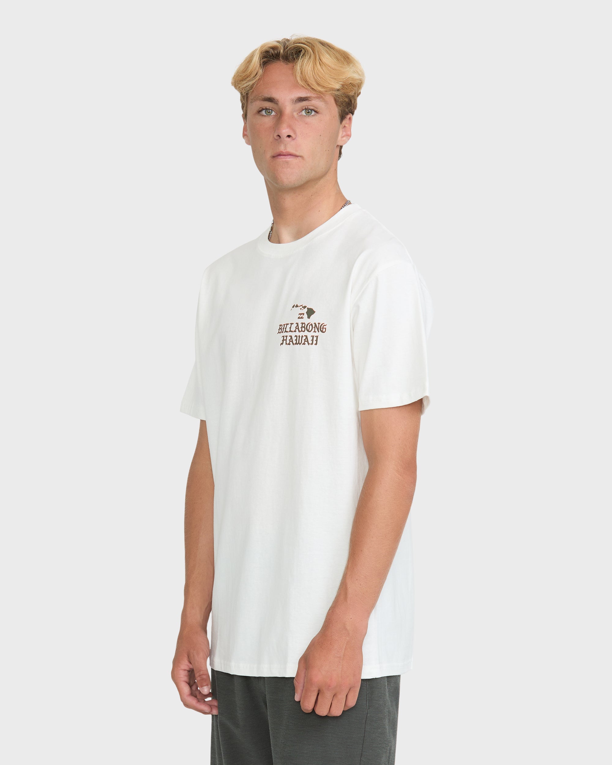 Island Chain Hawaii Short Sleeve Cotton T-Shirt - Off White