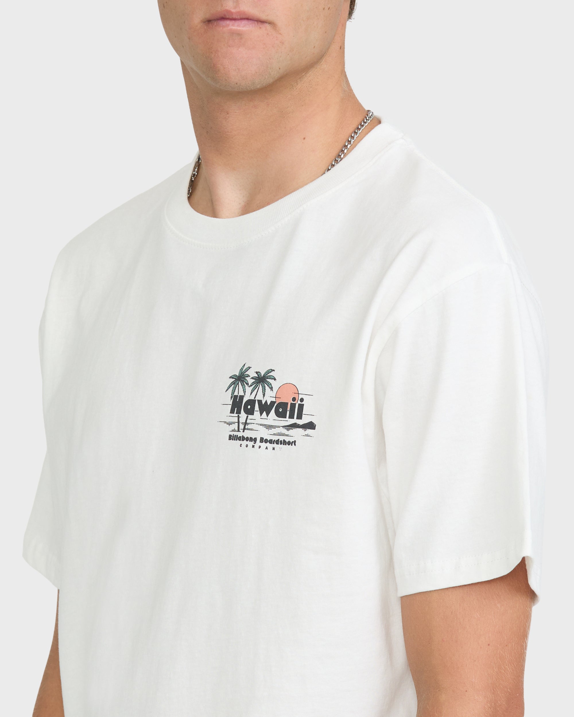 Tools Down Hawaii Basic Short Sleeve Knit T-Shirt - Off White