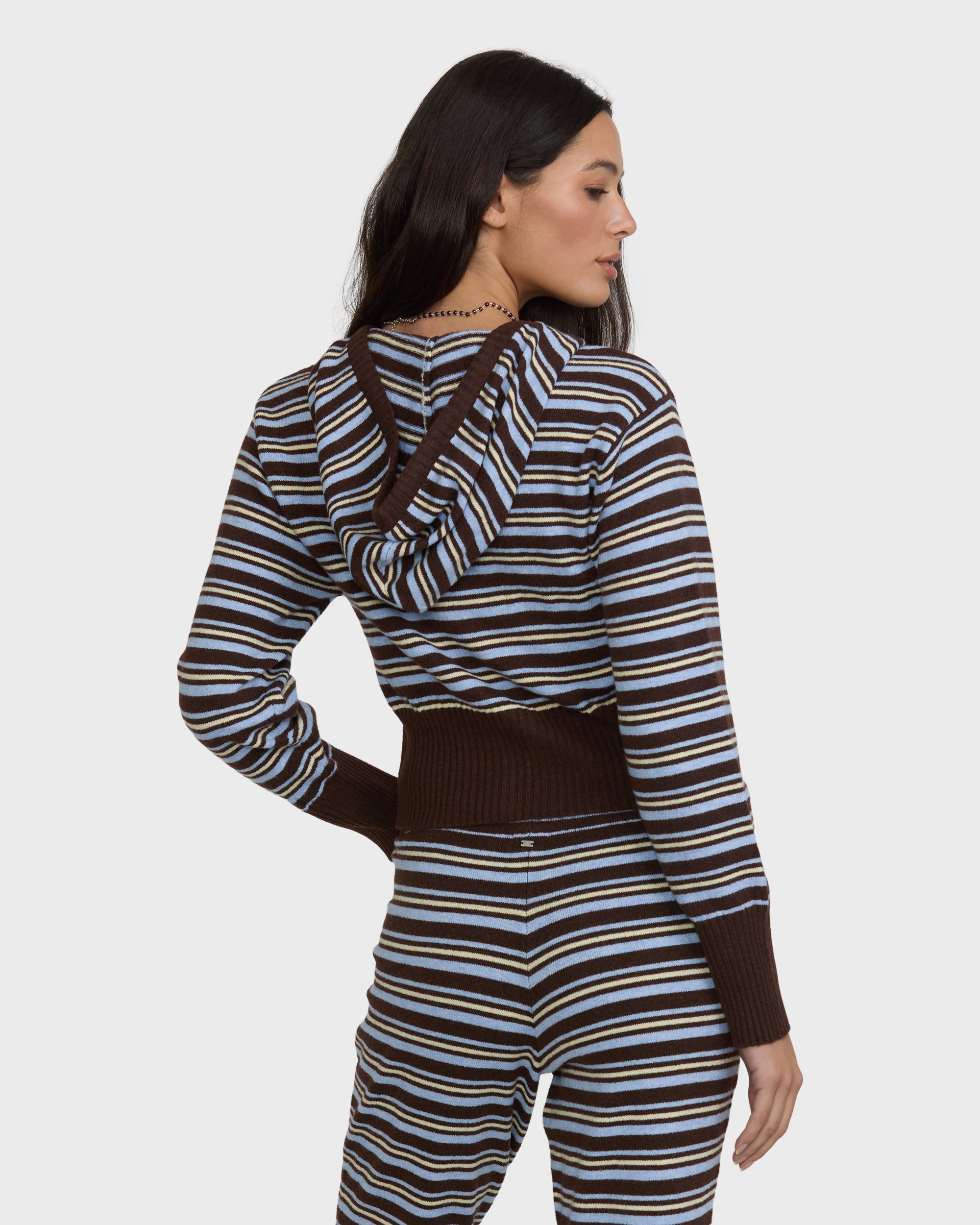 Shore Stripe Zip-Up Hoodie - Teak