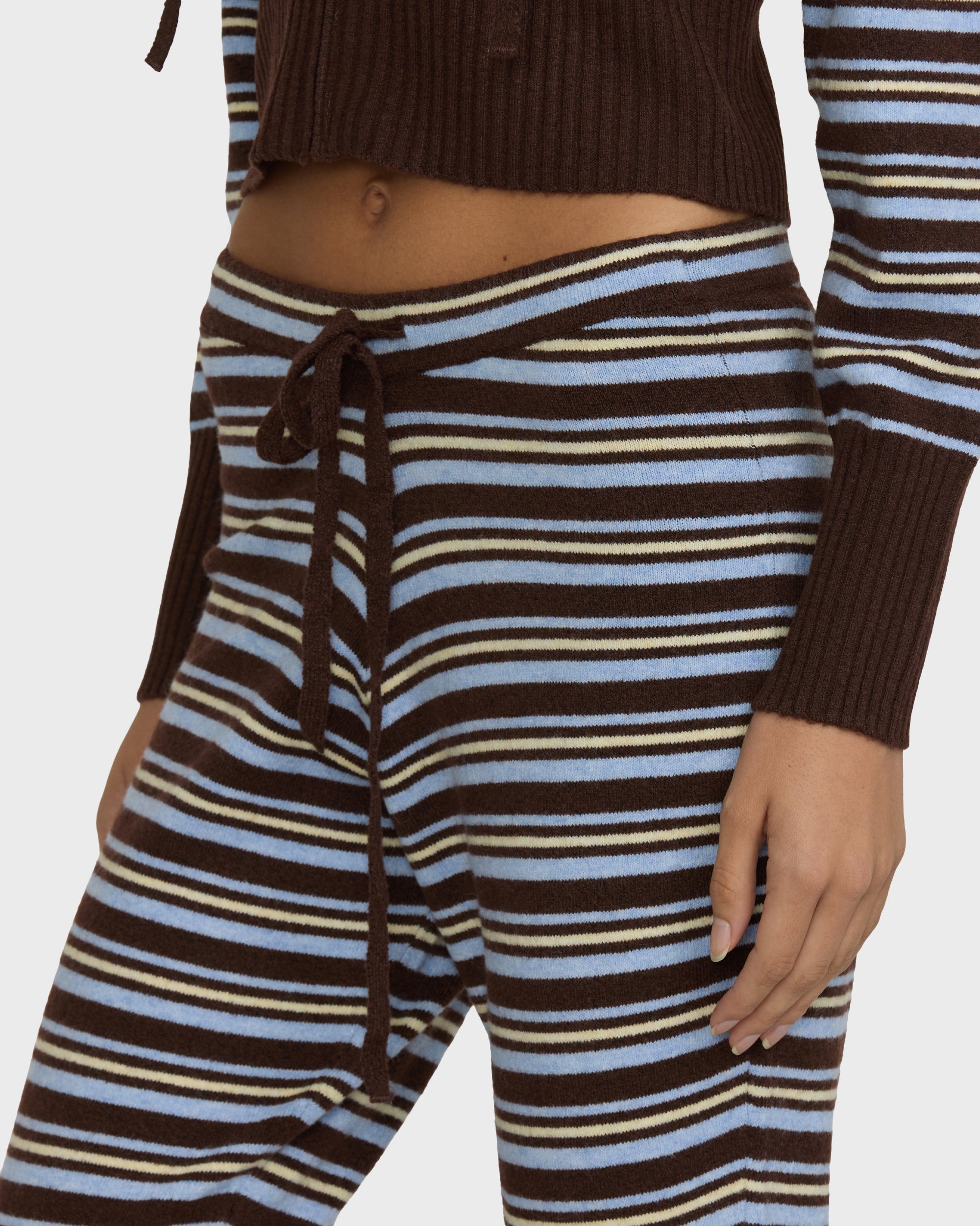 Shore Stripe Flare Sweater Pants - Teak