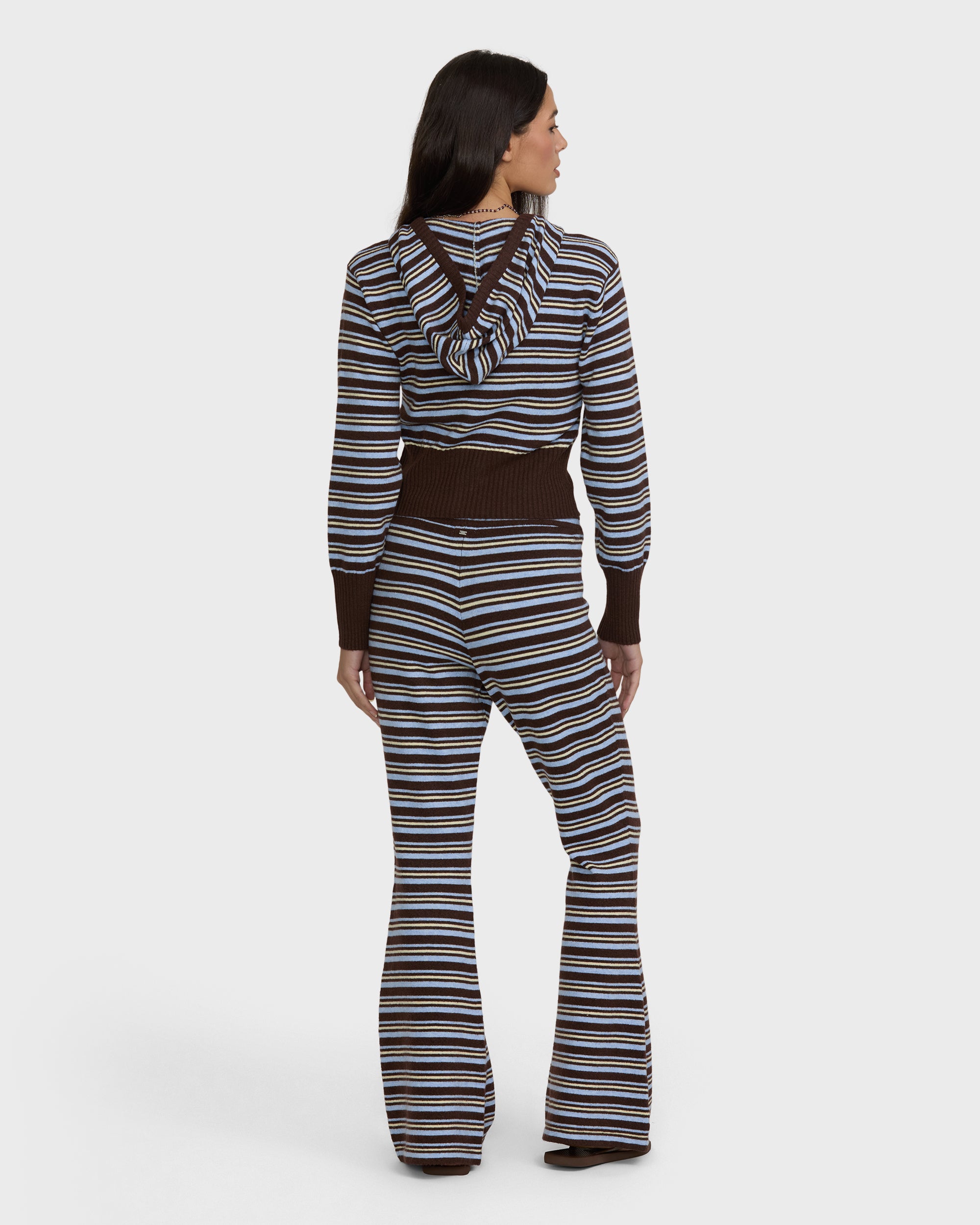 Shore Stripe Flare Sweater Pants - Teak