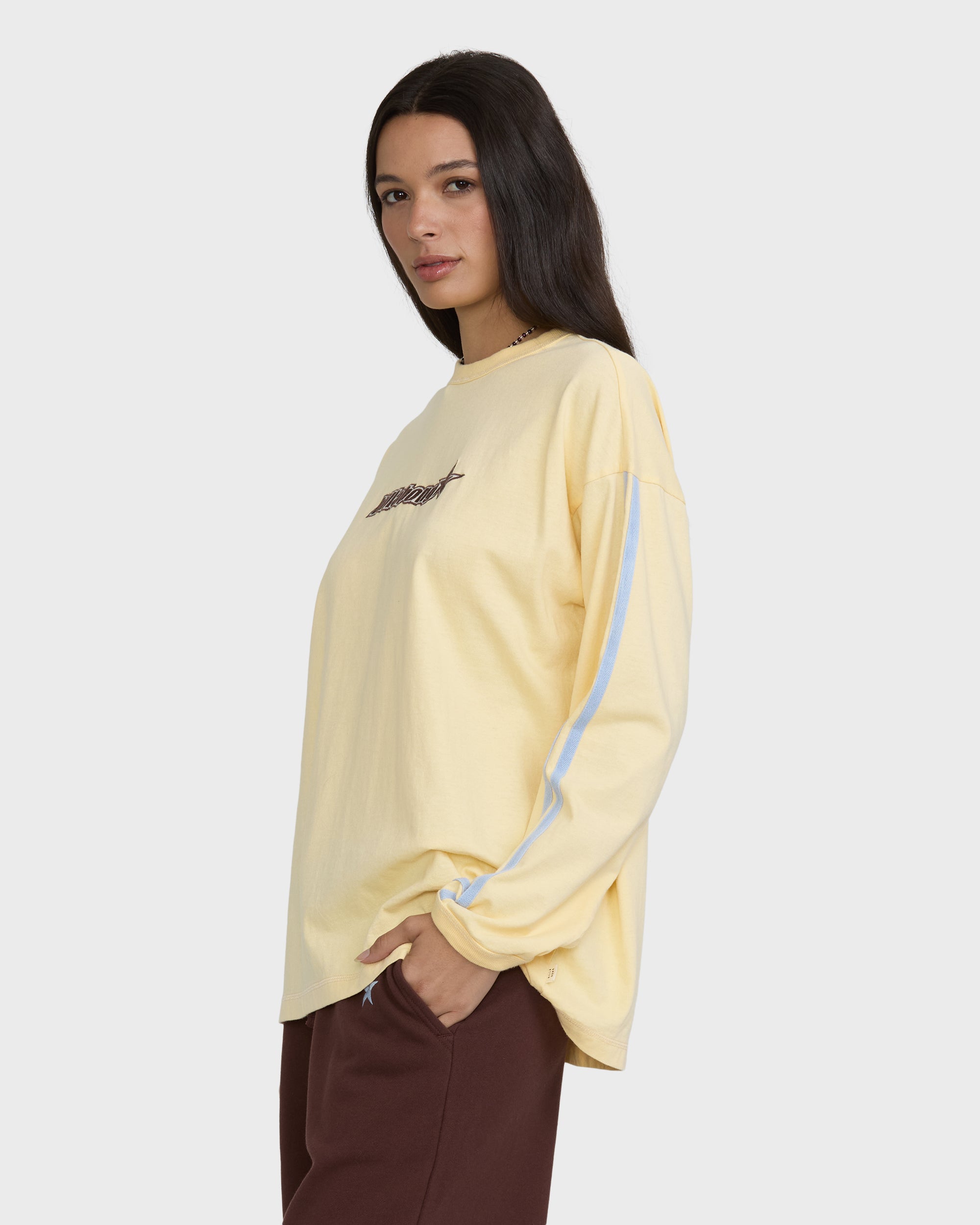 Static Surf Long Sleeve Jersey T-Shirt - Light Yellow