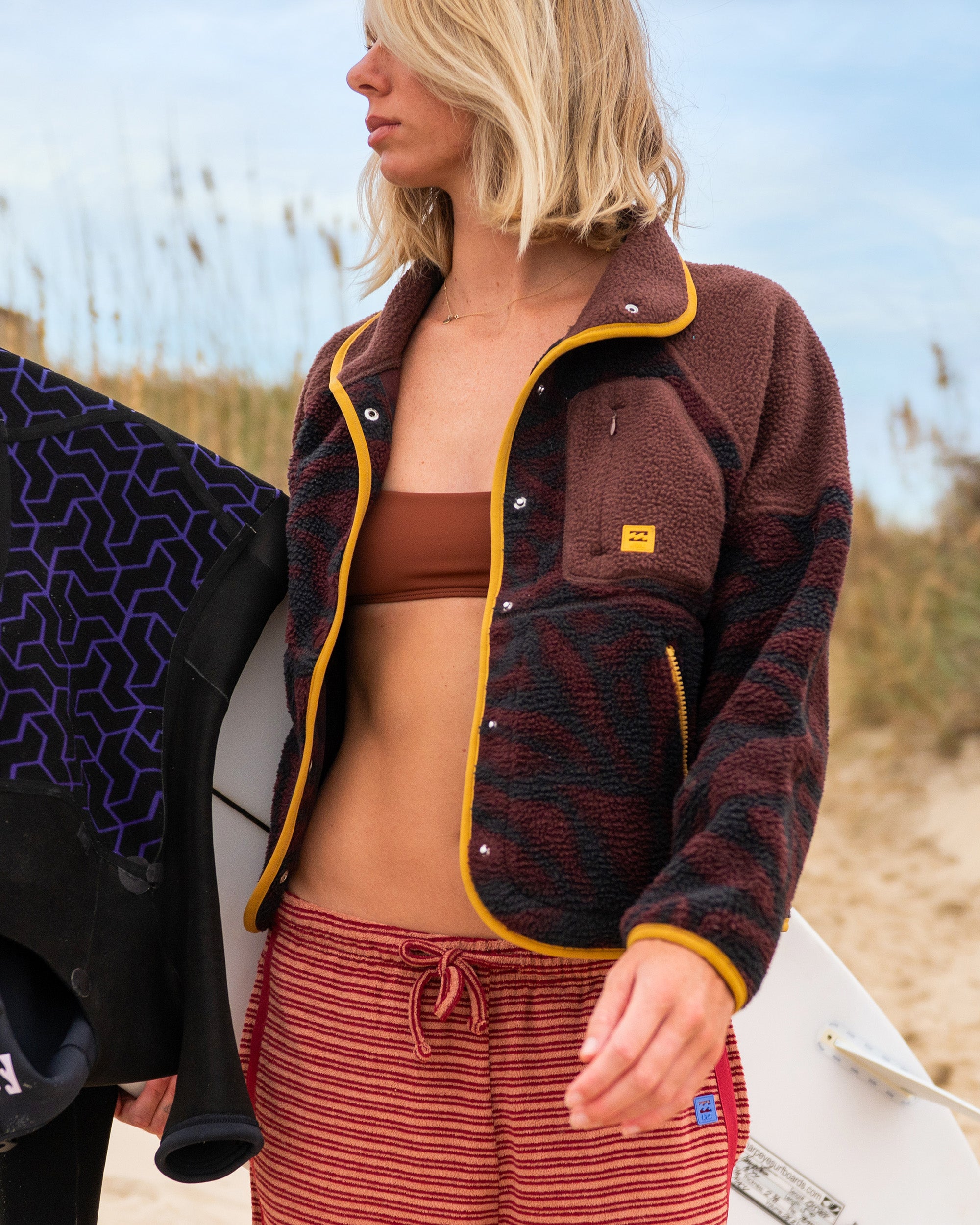 A/Div Popoyo Snap Up Sherpa Fleece Jacket - Teak